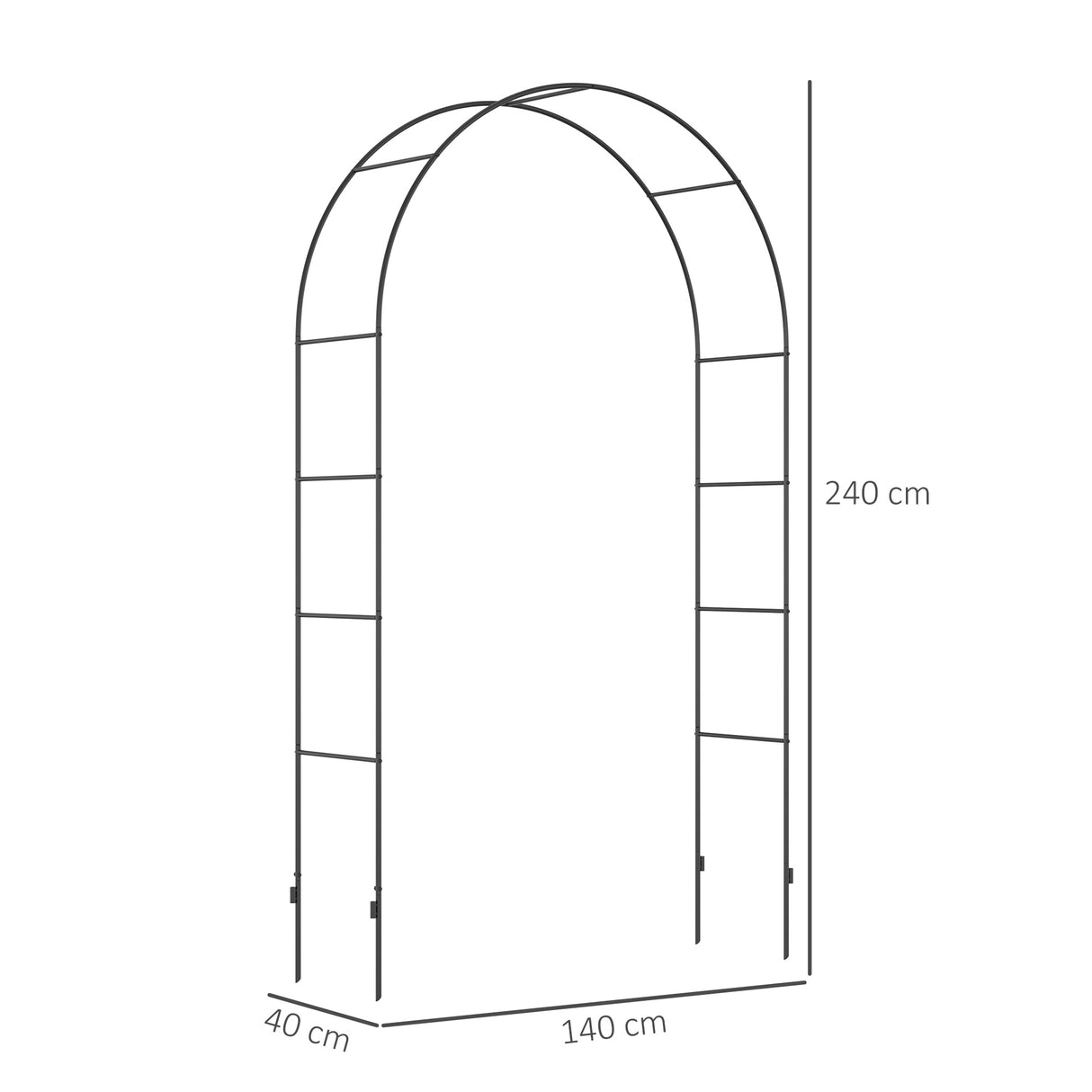 Metal Outdoor Garden Arch Trellis 240cm High - Velmora