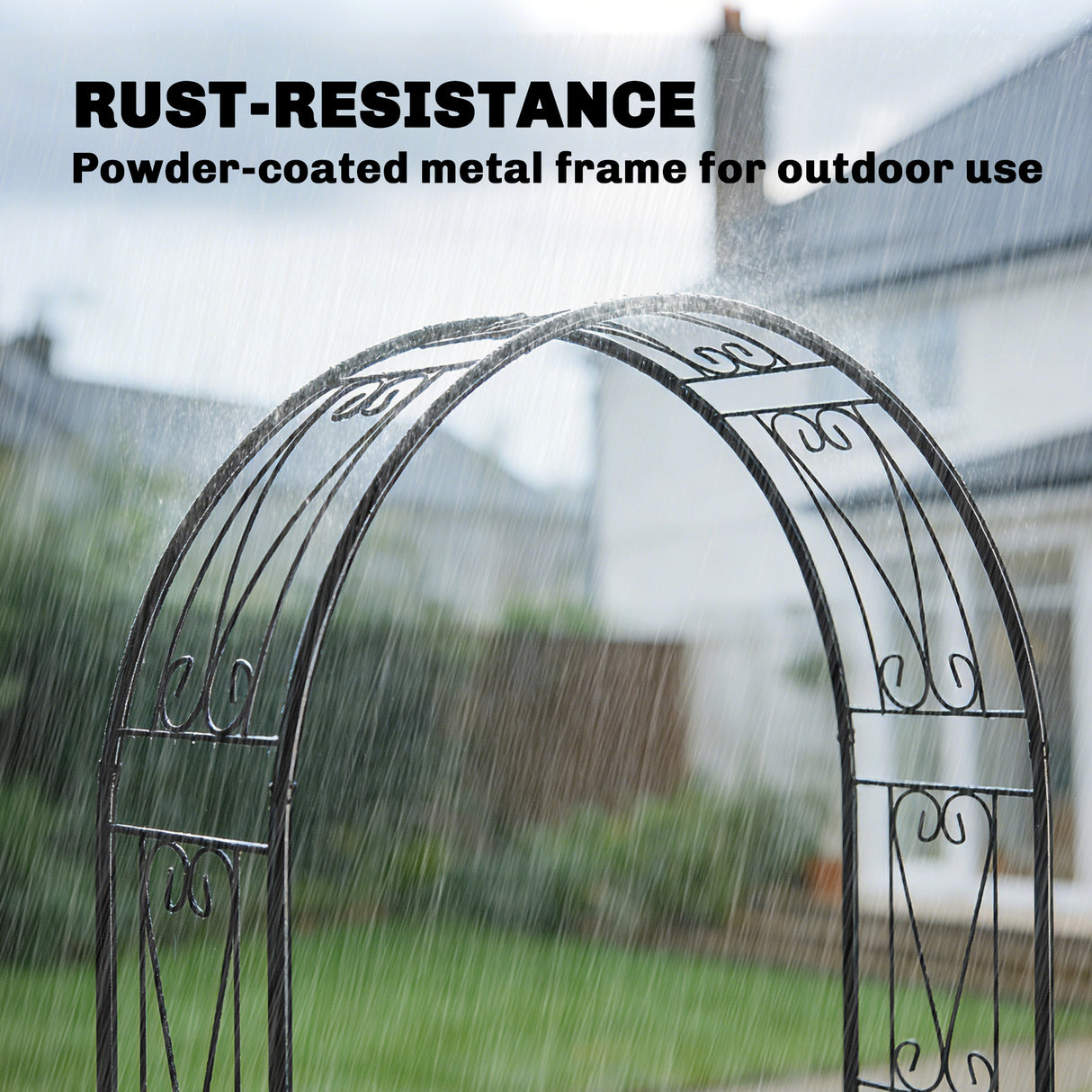 Metal Outdoor Garden Arch Trellis 246cm High - Velmora