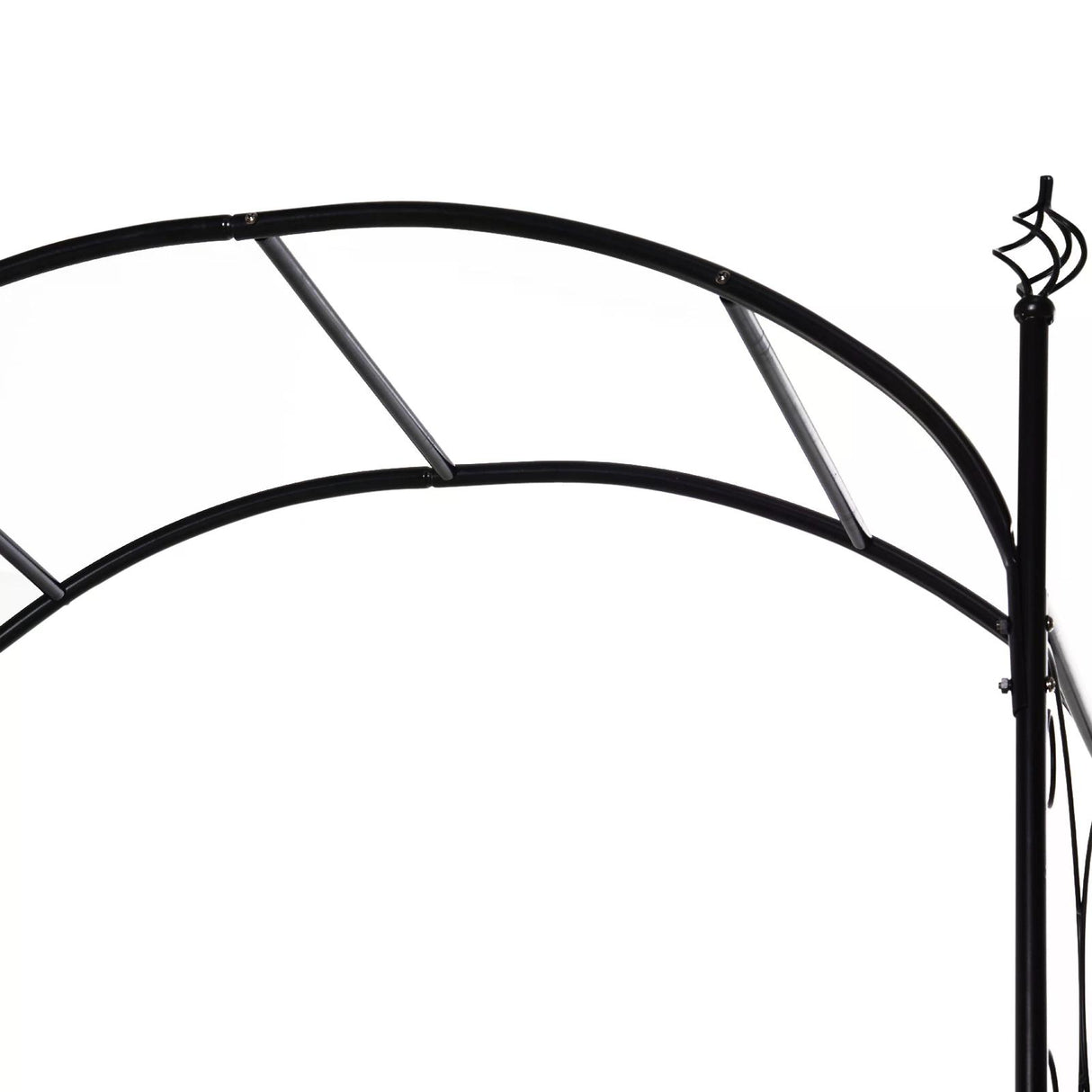 Metal Outdoor Garden Arch Trellis With Gate 215cm High - Velmora