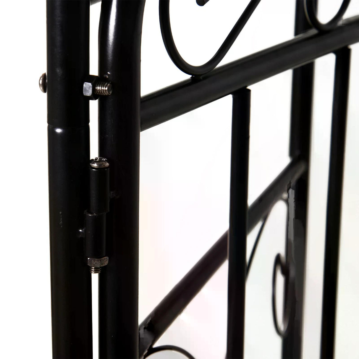 Metal Outdoor Garden Arch Trellis With Gate 215cm High - Velmora