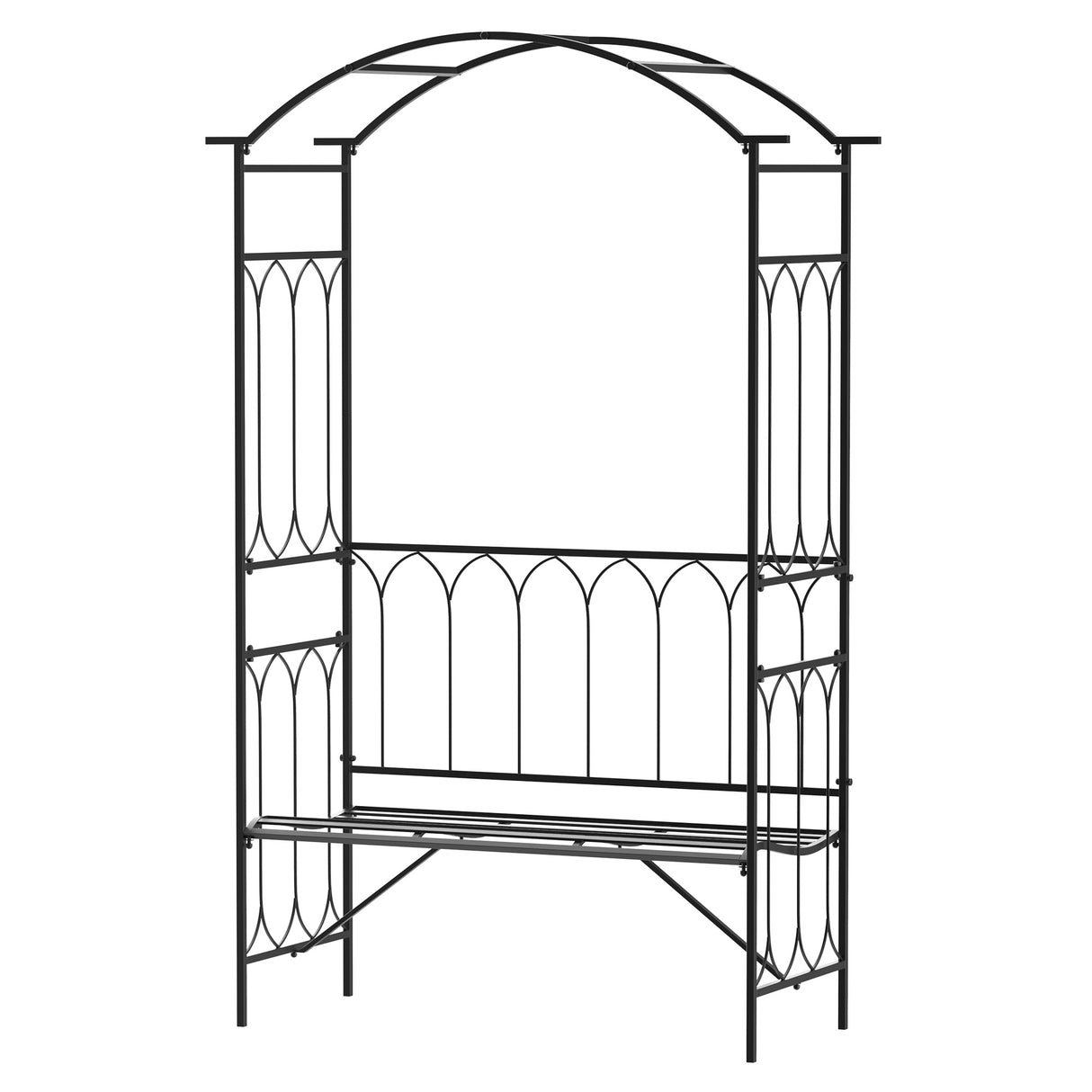 Metal Outdoor Garden Bench 115cm Wide With Arch - Velmora