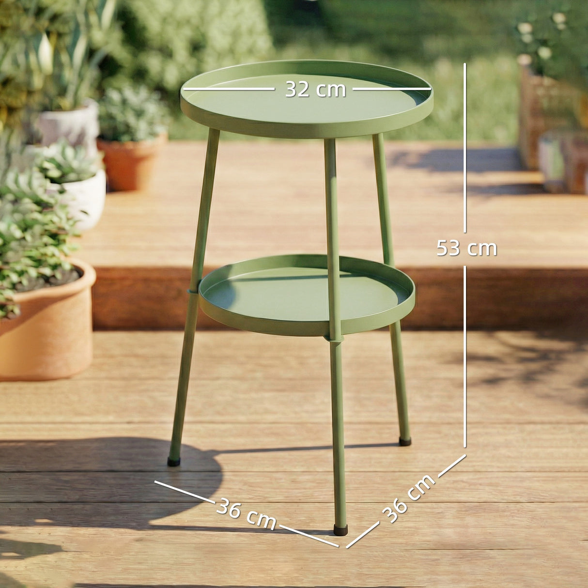 Metal Outdoor Garden Patio Side Table Round - Velmora