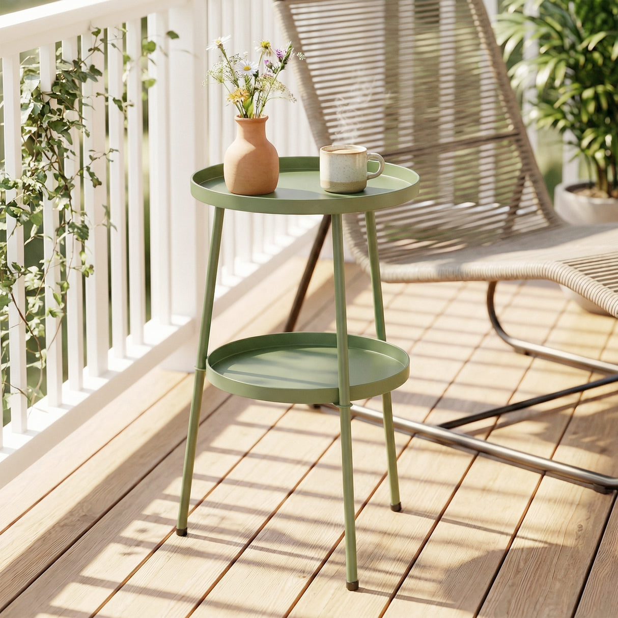 Metal Outdoor Garden Patio Side Table Round - Velmora