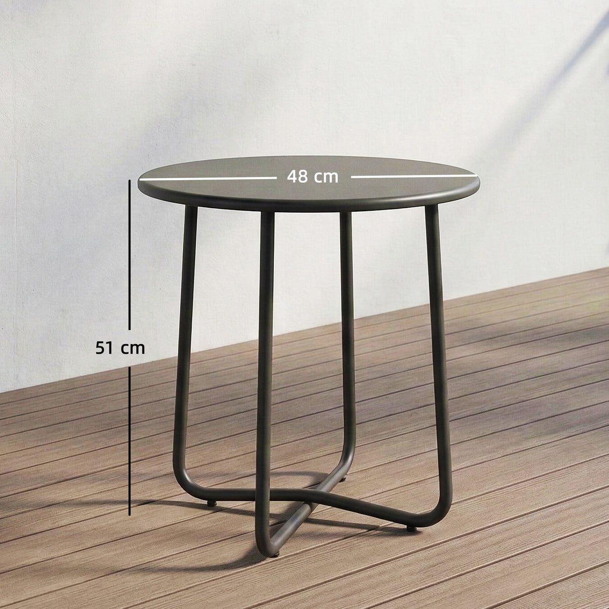Metal Outdoor Garden Side Table Round - Velmora