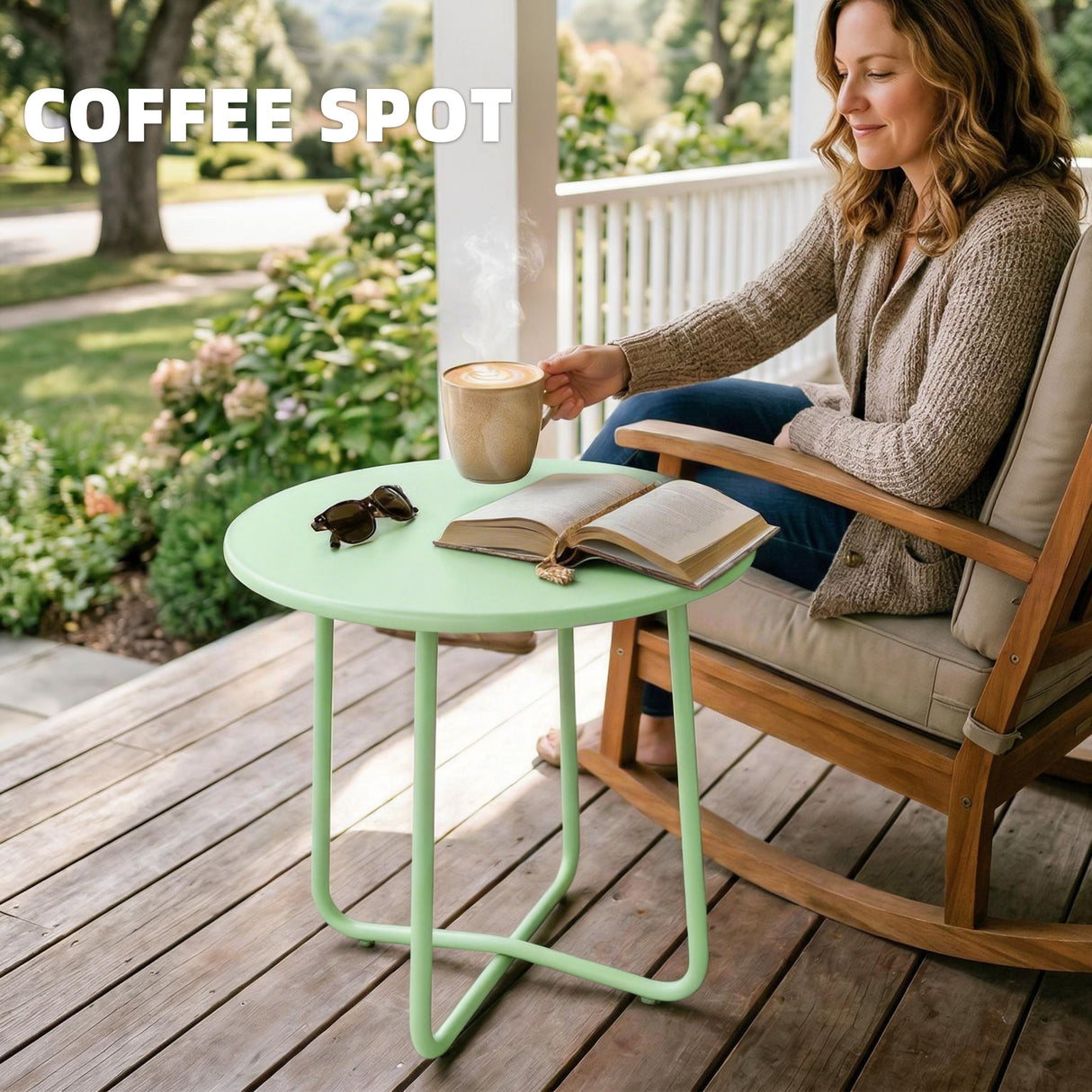 Metal Outdoor Garden Side Table Round - Velmora
