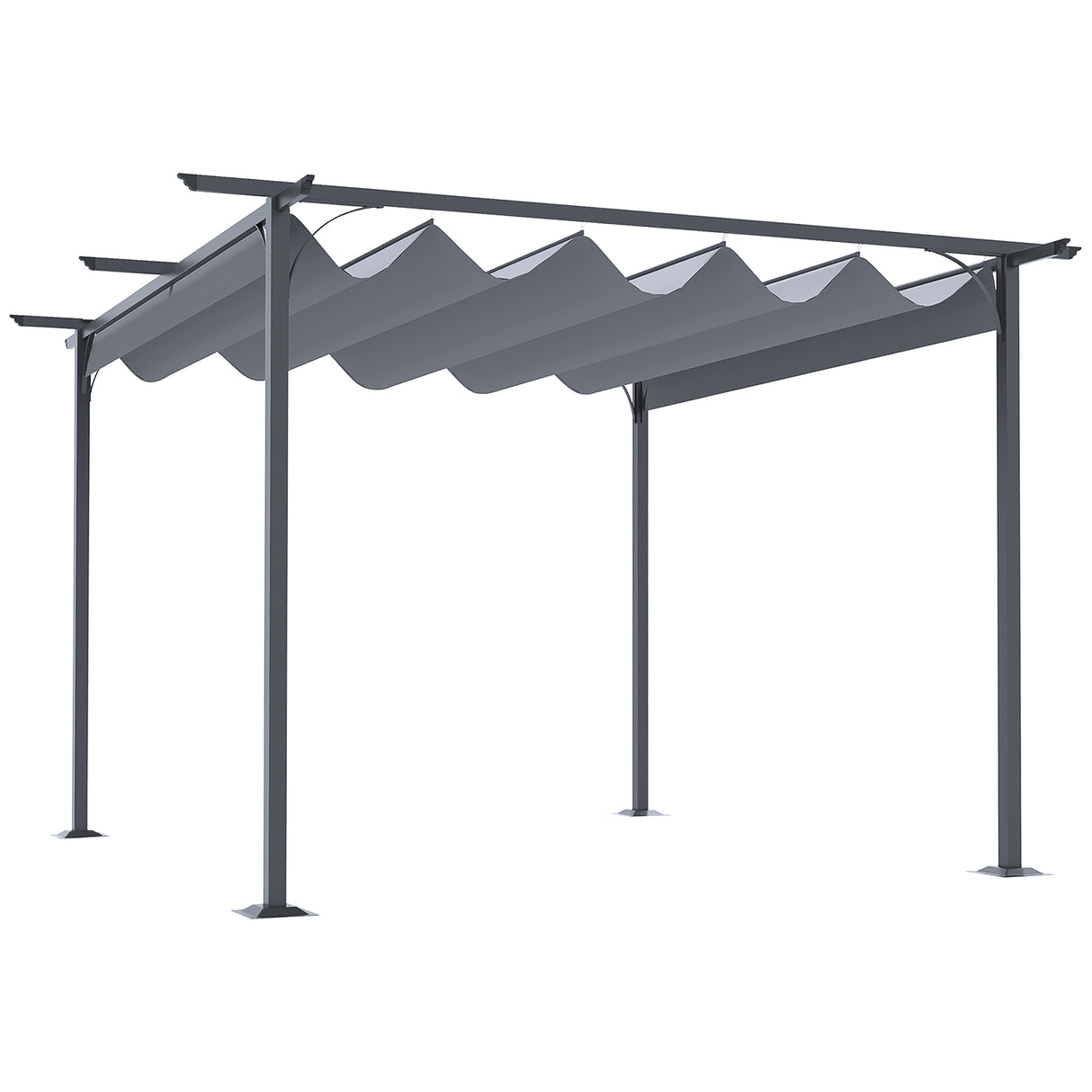 Metal Pergola Gazebo Awning Retractable Canopy 350cm Width x 350cm Depth - Velmora