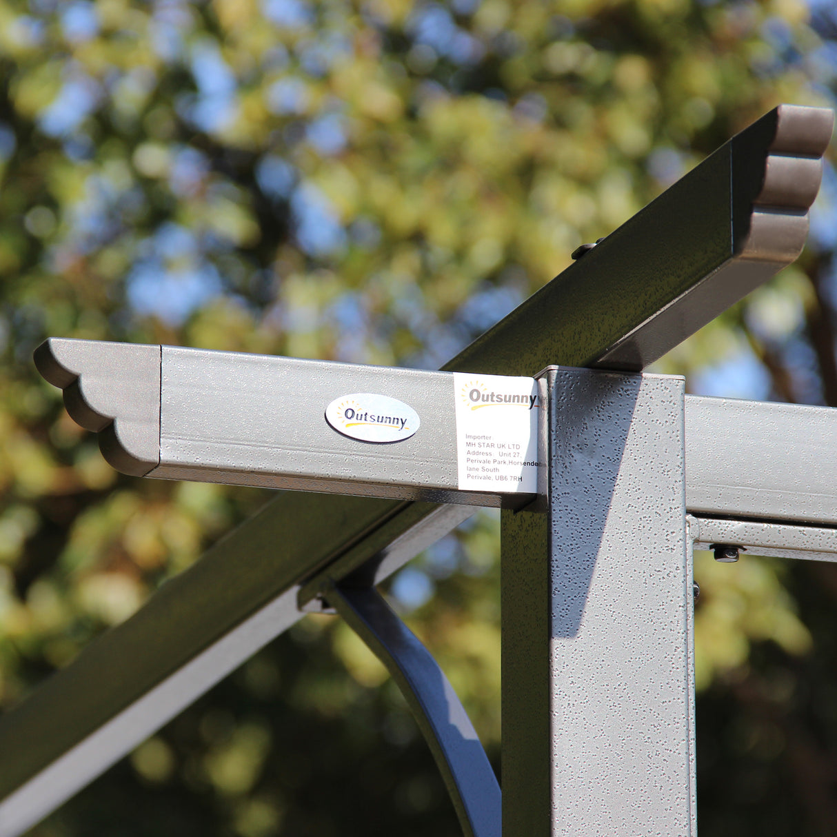 Metal Pergola Gazebo Awning Retractable Canopy 350cm Width x 350cm Depth - Velmora