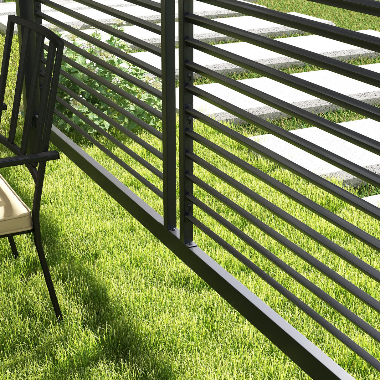 Metal Pergola With Retractable Fabric Roof 280cm Width x 300cm Depth - Velmora