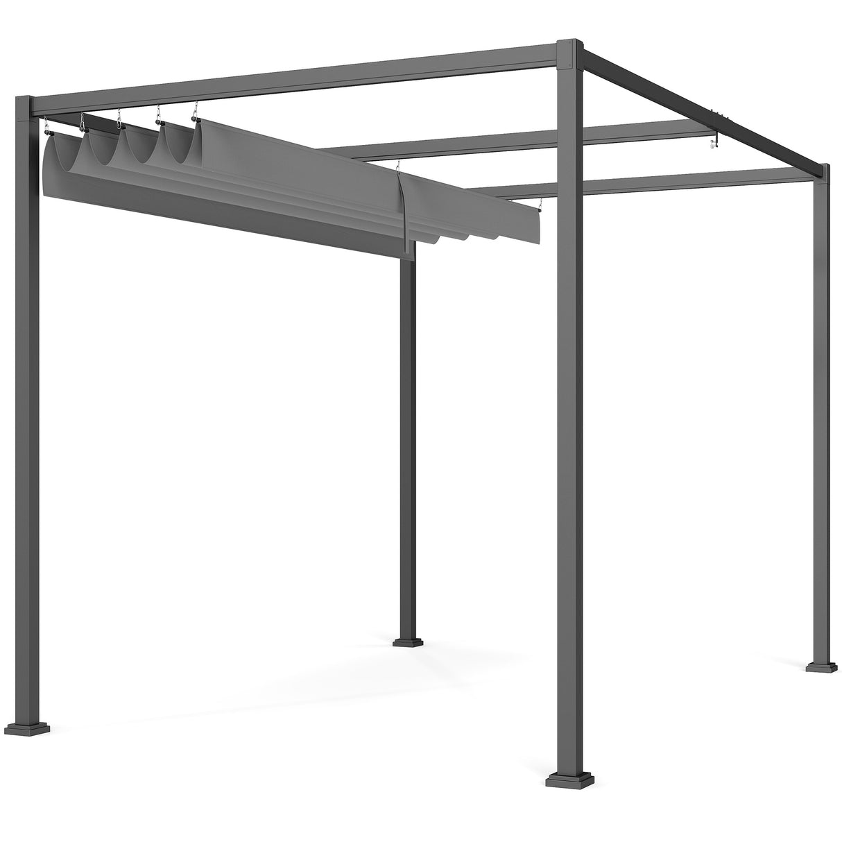 Metal Pergola With Retractable Roof 298cm Width x 213cm Depth - Velmora