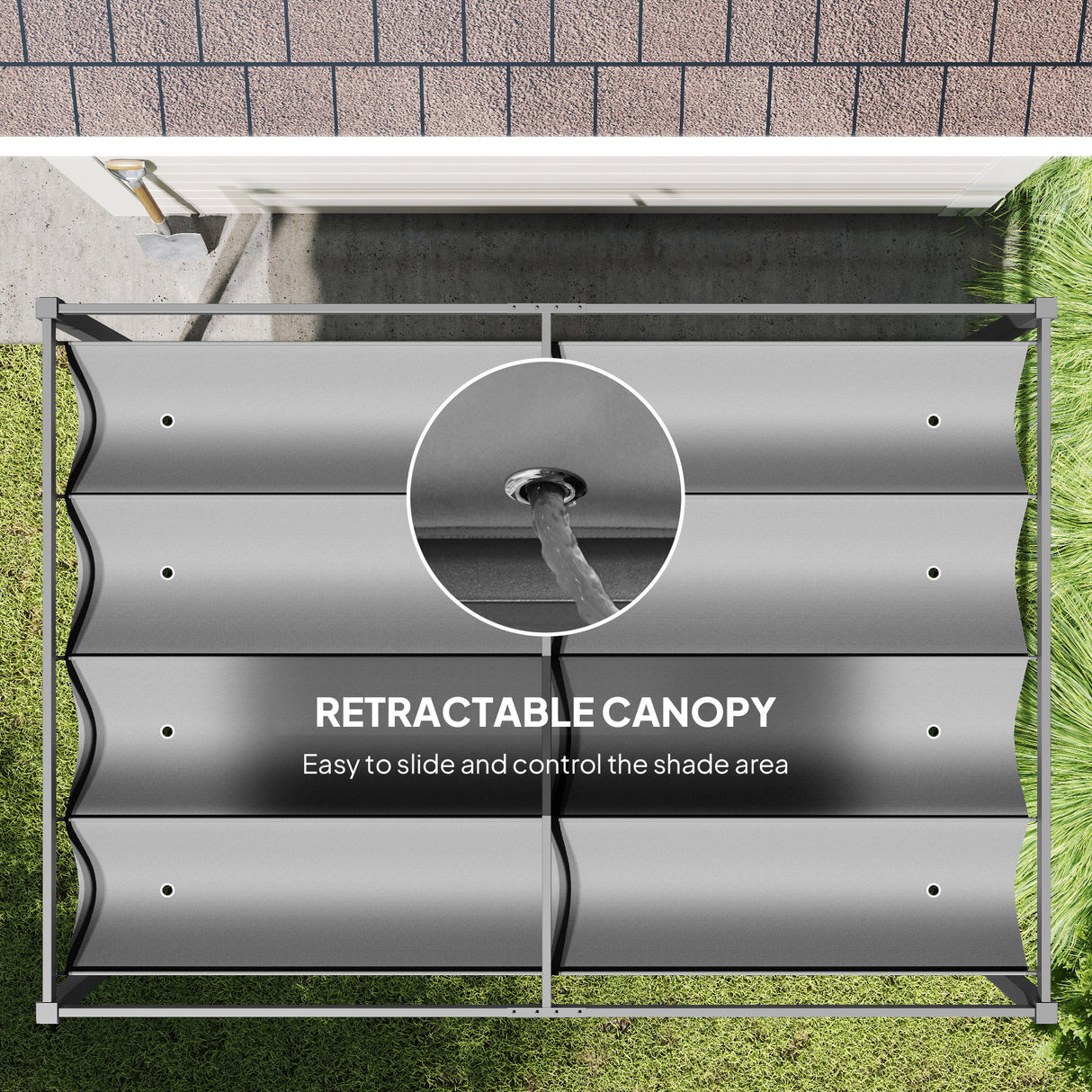 Metal Pergola With Retractable Roof 298cm Width x 213cm Depth - Velmora