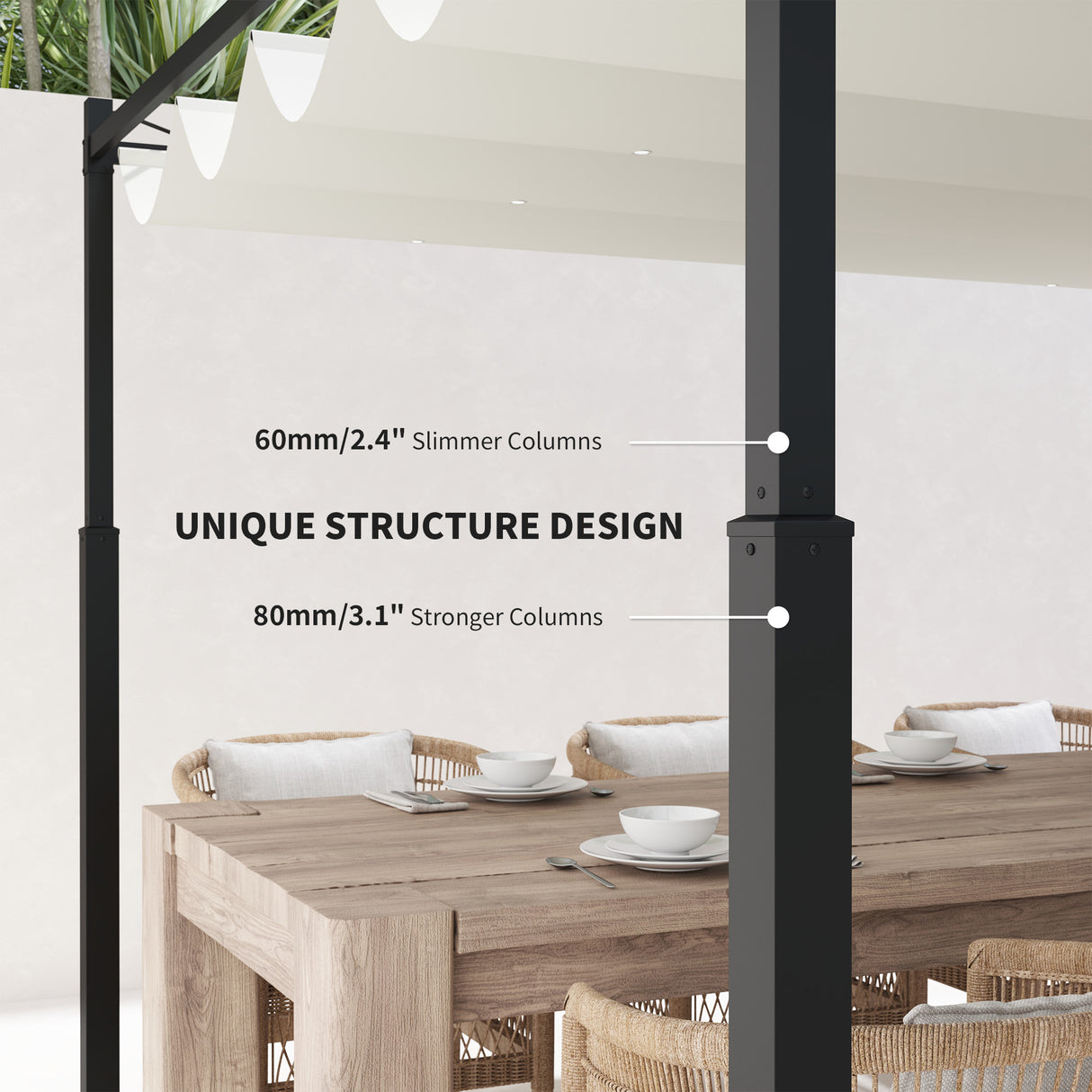 Metal Pergola With Retractable Roof 298cm Width x 298cm Depth - Velmora