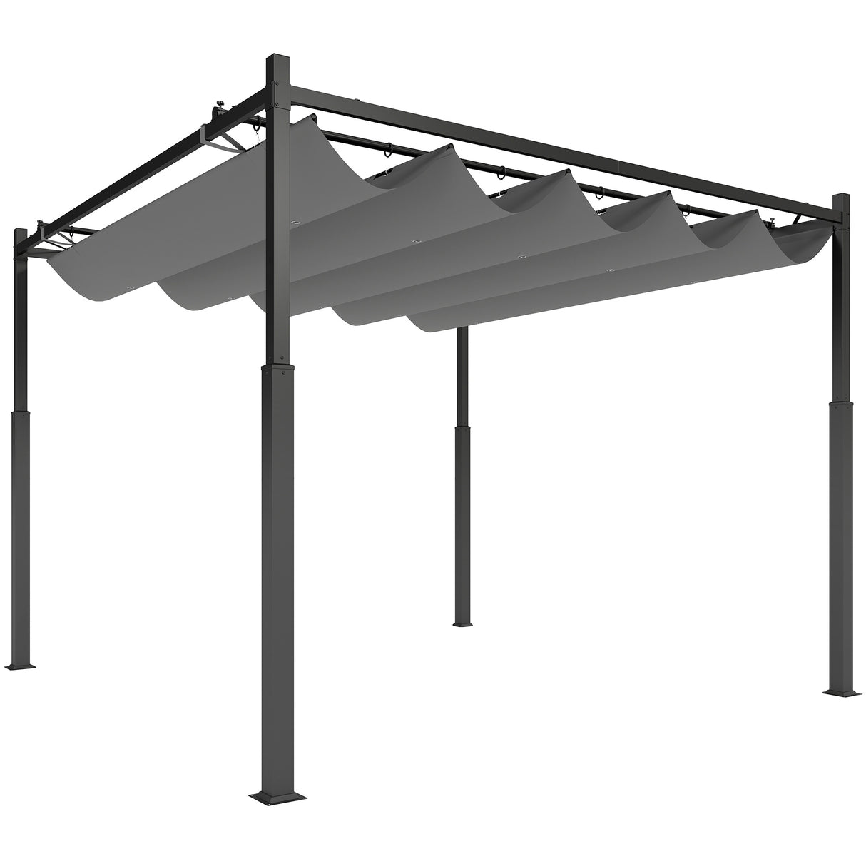 Metal Pergola With Retractable Roof 298cm Width x 298cm Depth - Velmora