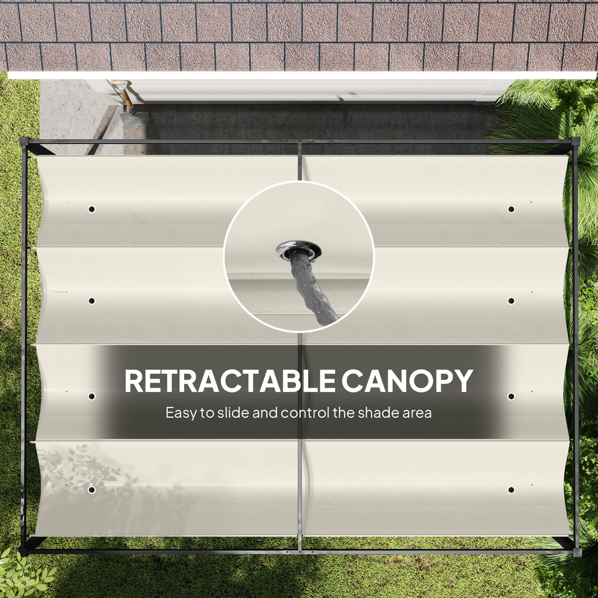 Metal Pergola With Retractable Roof 400cm Width x 300cm Depth - Velmora