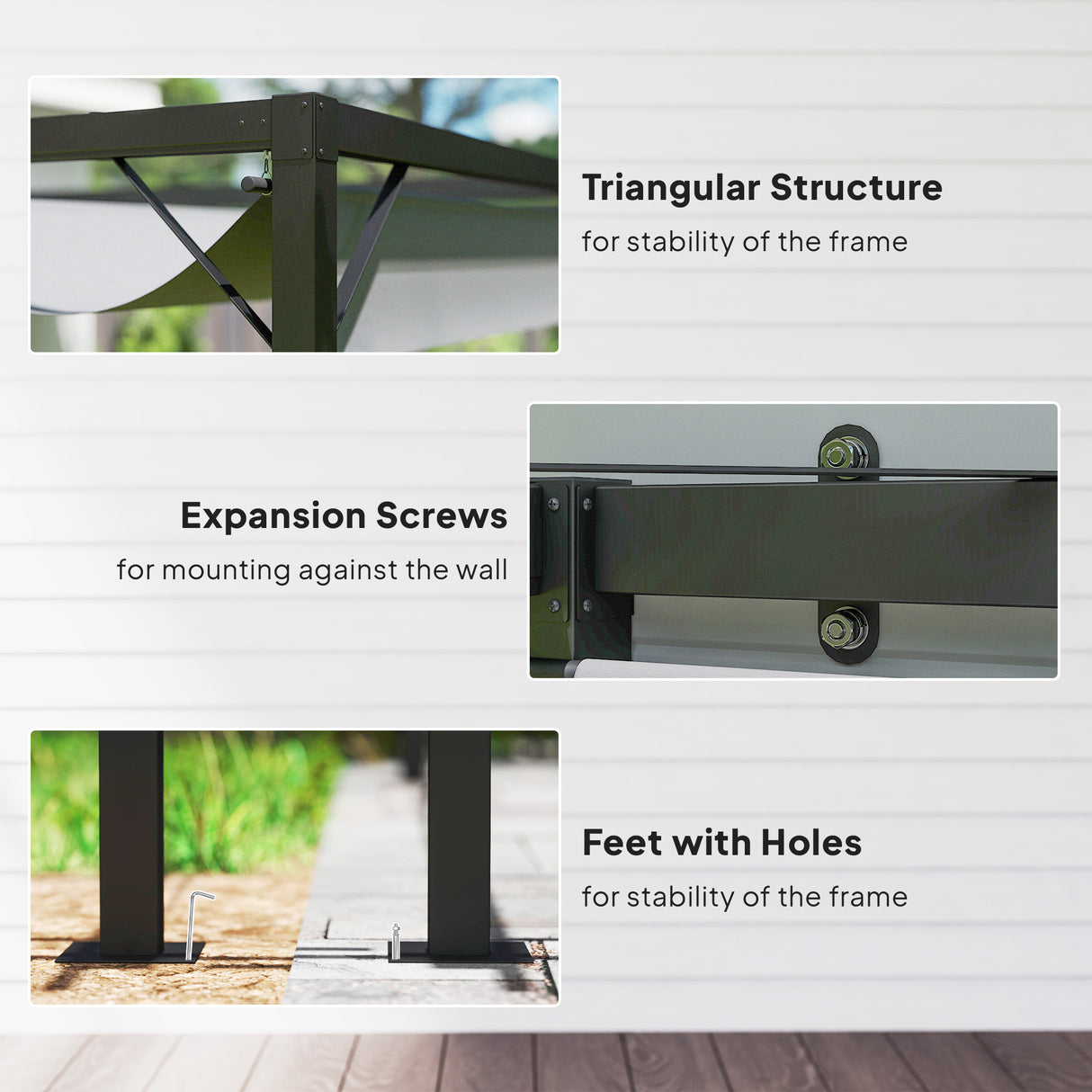 Metal Pergola With Sliding Canopy 297cm Width x 297cm Depth - Velmora