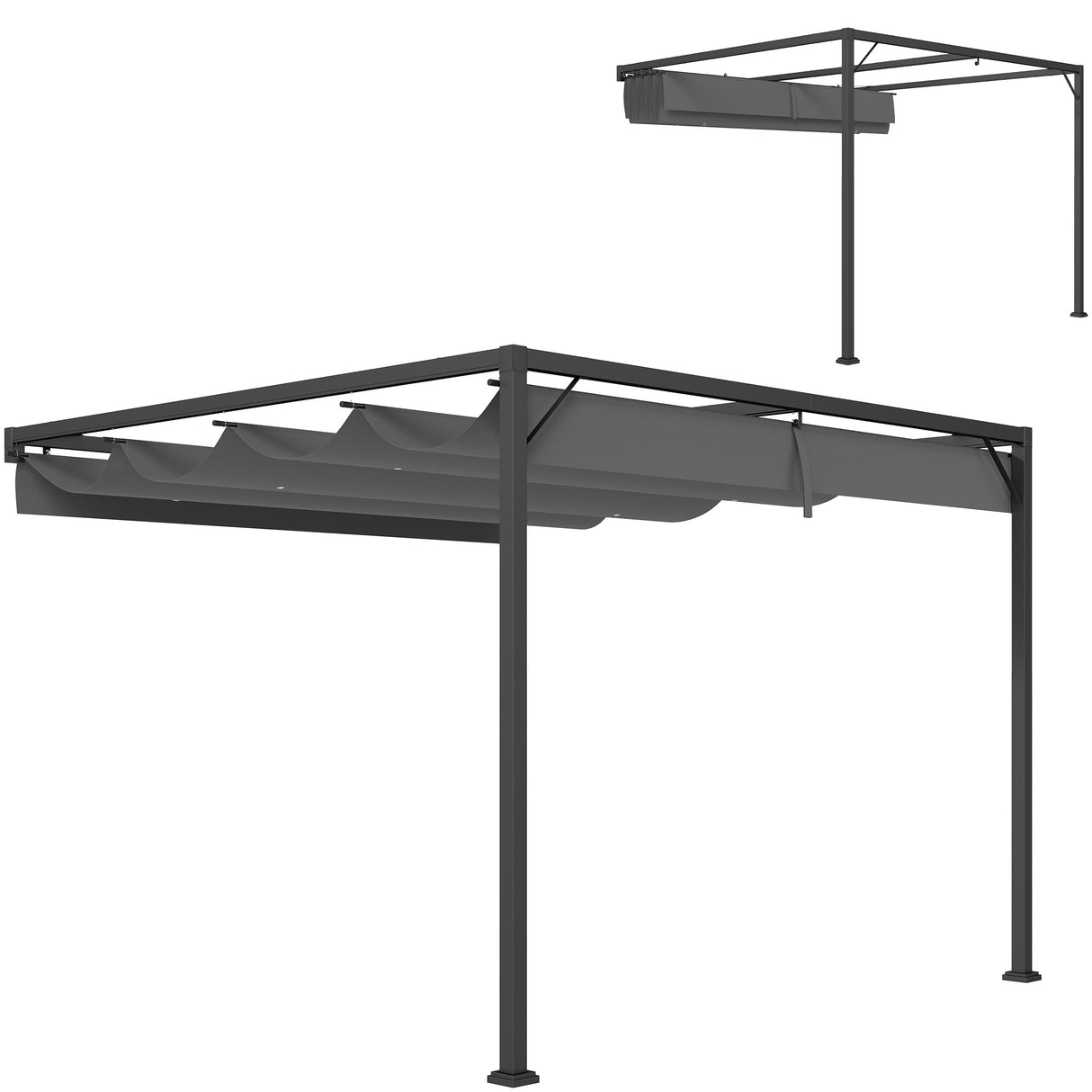 Metal Pergola With Sliding Canopy 297cm Width x 297cm Depth - Velmora