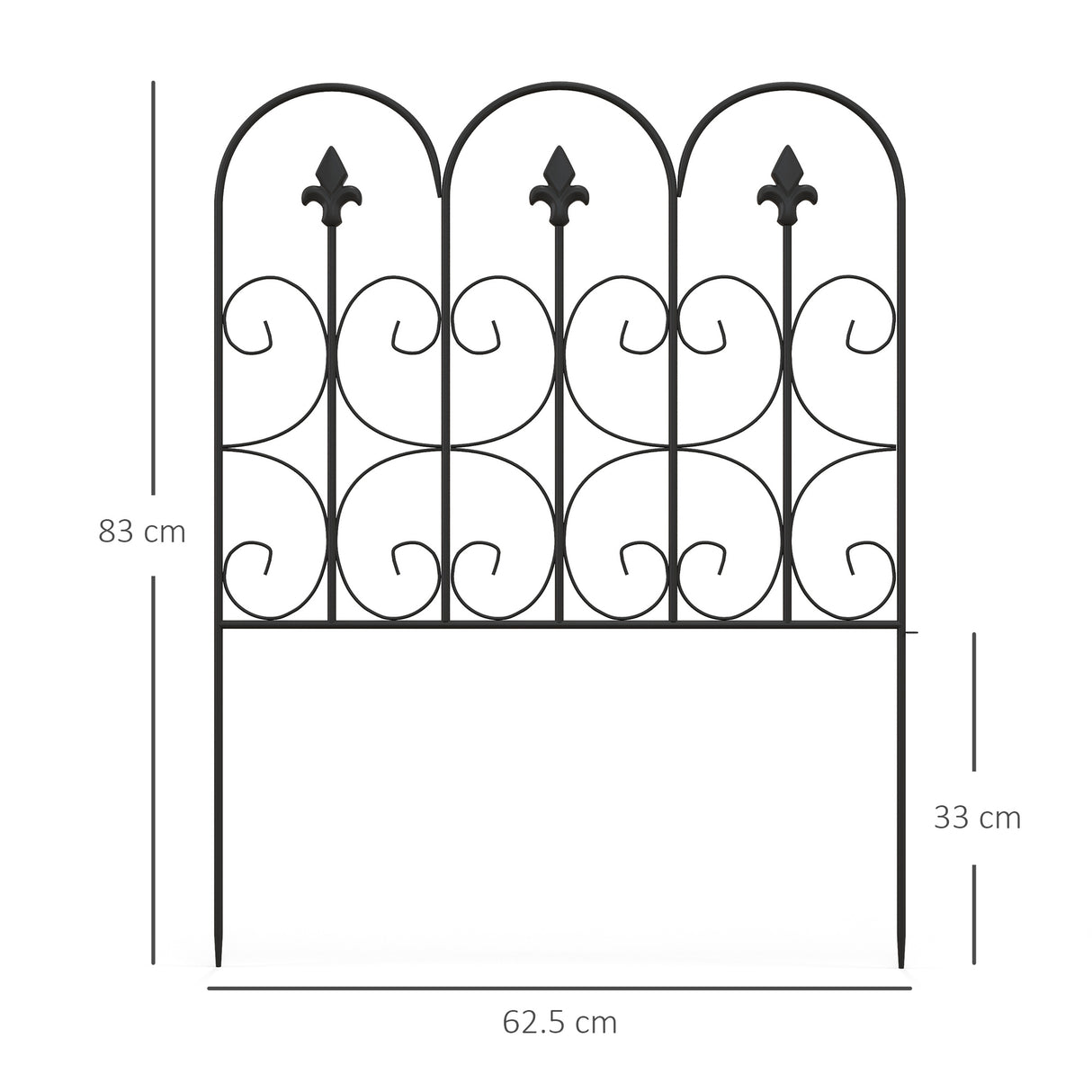 Metal Picket Garden Fence Panels 307cm Wide in Set Of 5 - Velmora