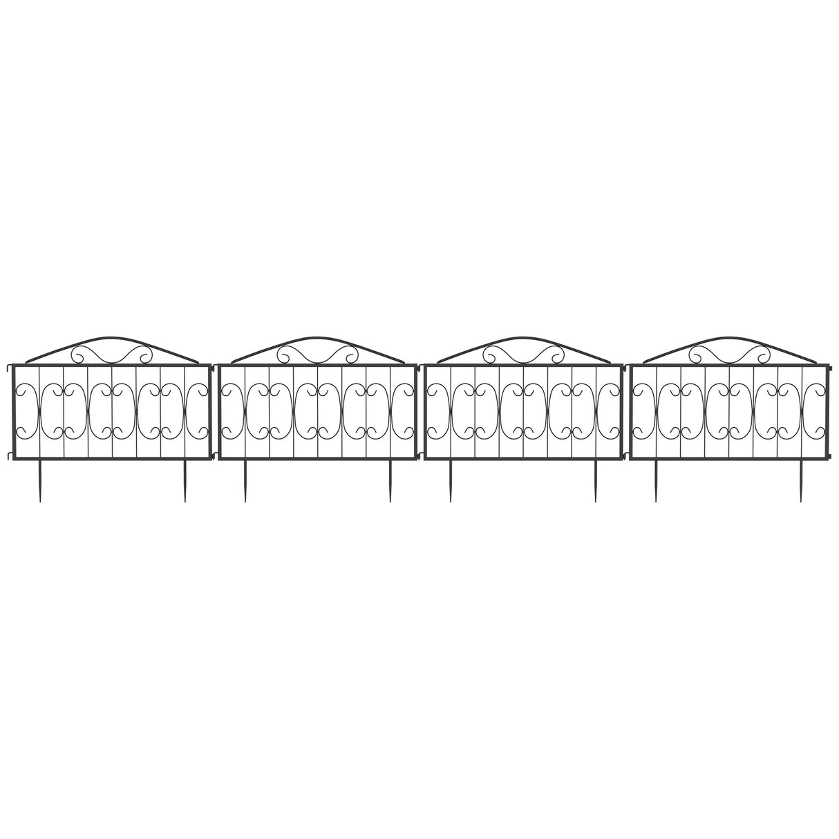 Metal Picket Garden Fence Panels 448cm Wide in Set Of 8 - Velmora