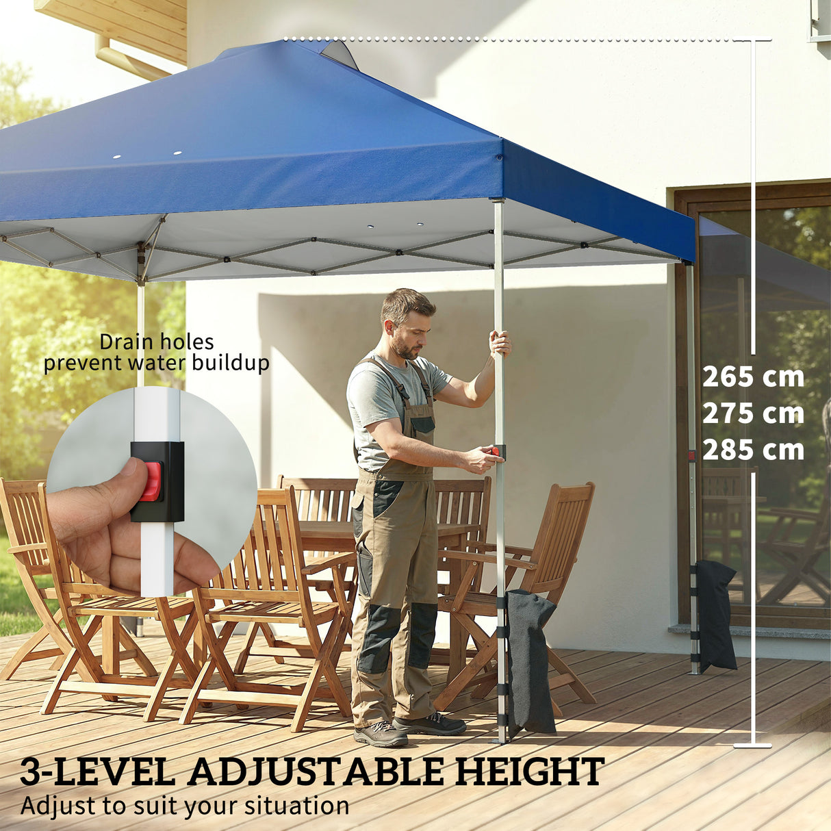Metal Pop Up Gazebo 297cm Width x 297cm Depth With 3 Sidewalls - Velmora