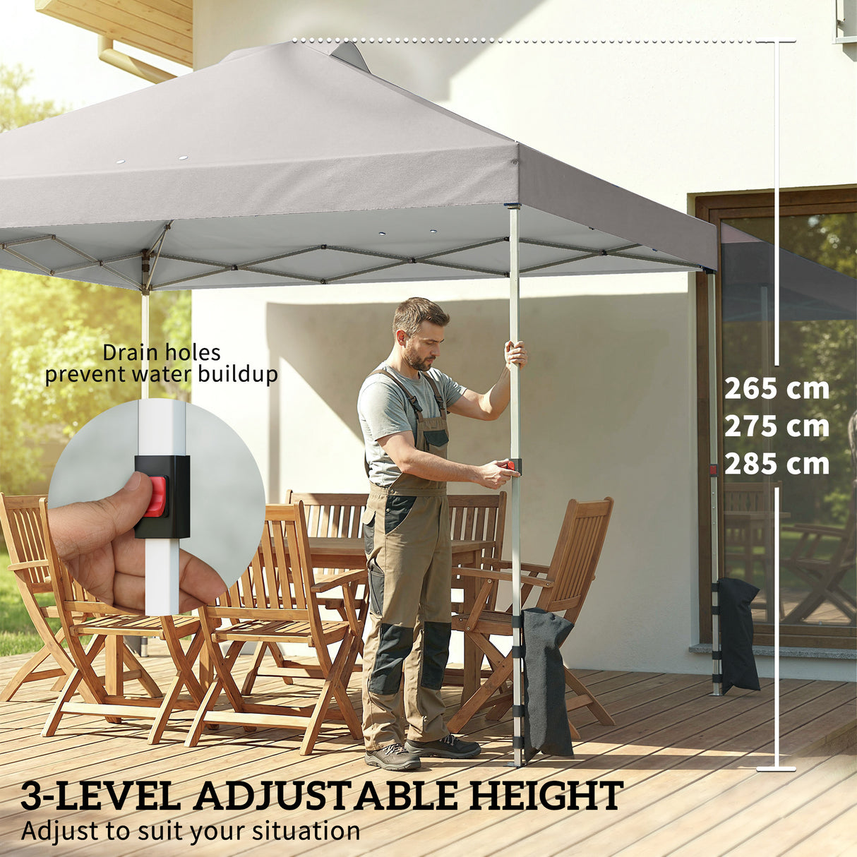 Metal Pop Up Gazebo 297cm Width x 297cm Depth With 3 Sidewalls - Velmora