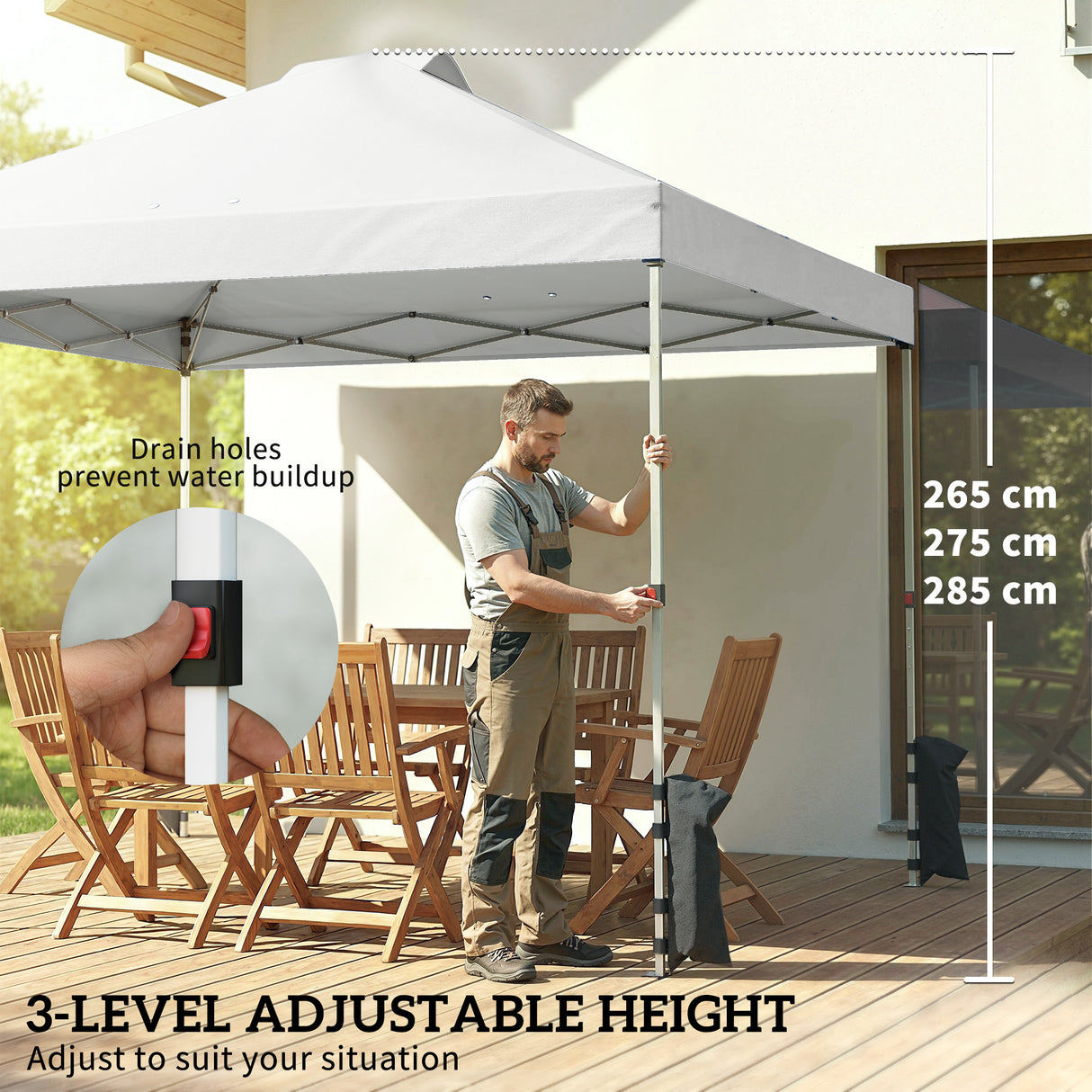 Metal Pop Up Gazebo 297cm Width x 297cm Depth With 3 Sidewalls - Velmora