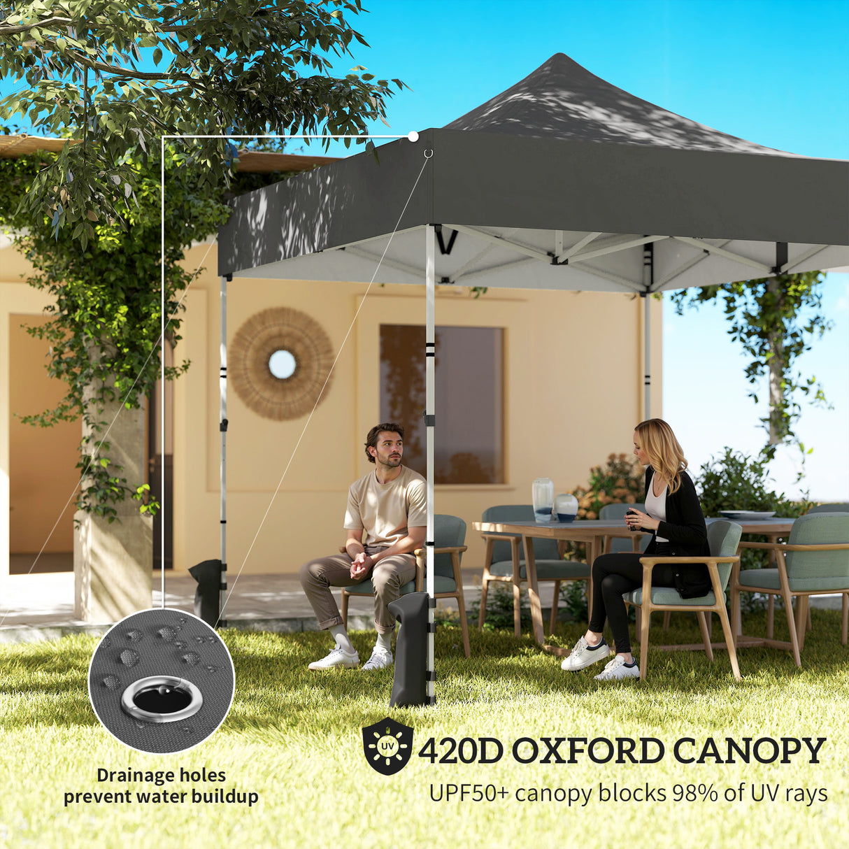 Metal Pop Up Gazebo 300cm Width x 300cm Depth With Sidewalls - Velmora