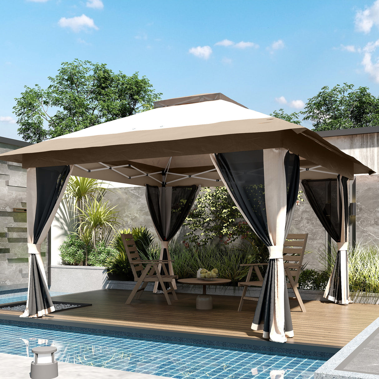 Metal Pop Up Gazebo 356cm Width x 356 Depth - Velmora