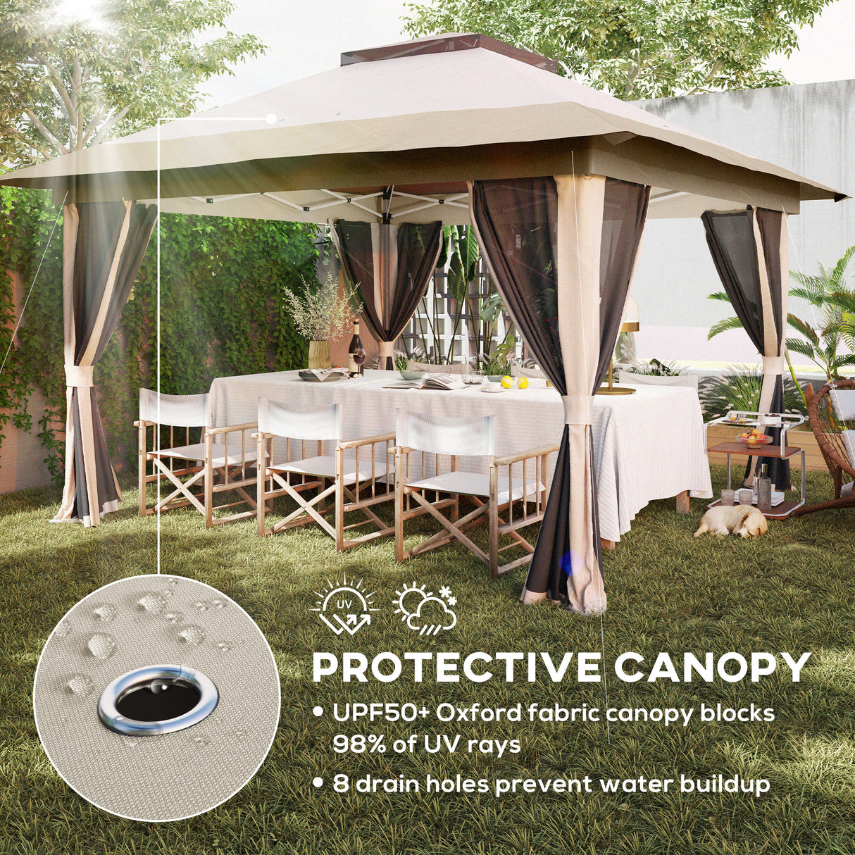 Metal Pop Up Gazebo 356cm Width x 356 Depth - Velmora