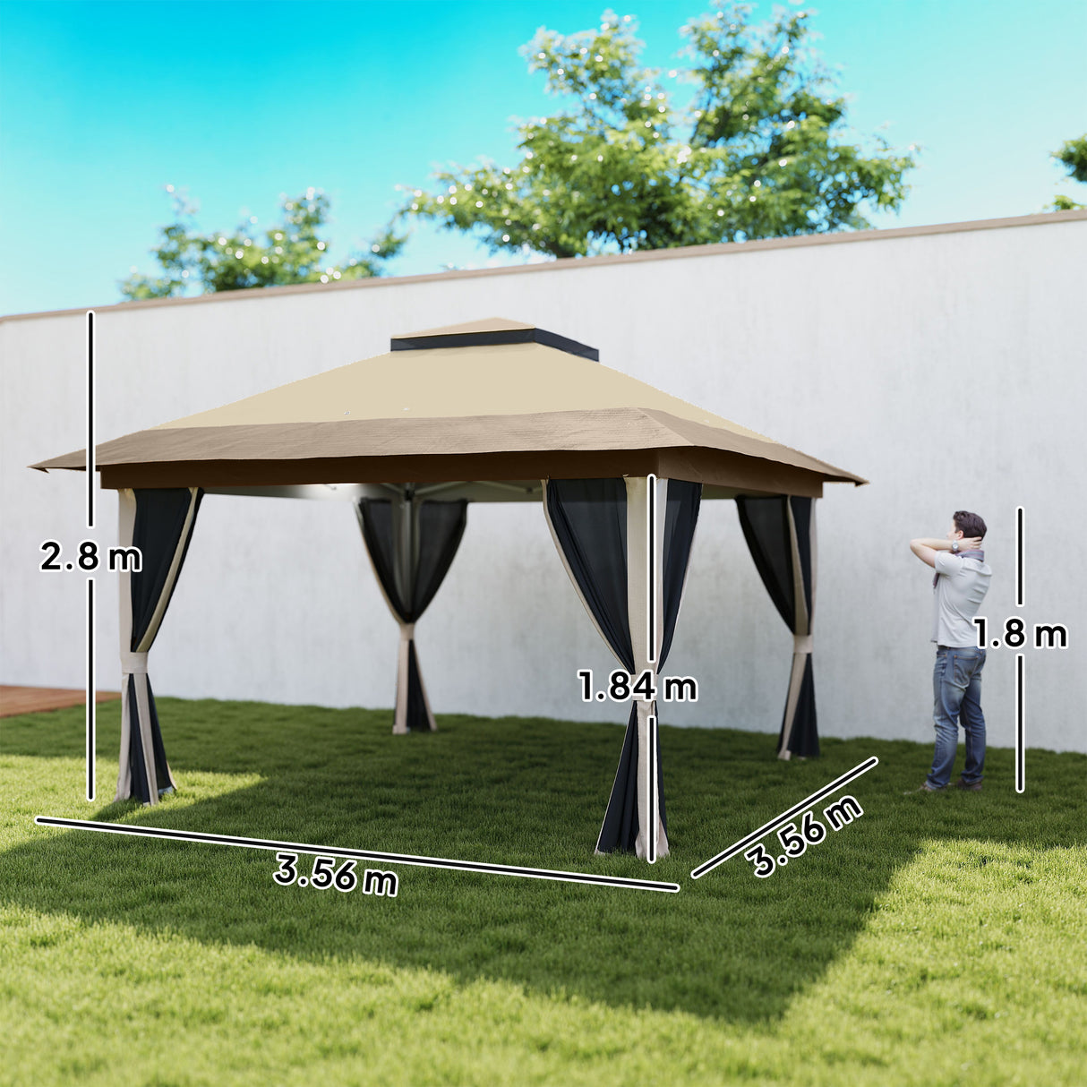 Metal Pop Up Gazebo 356cm Width x 356 Depth - Velmora