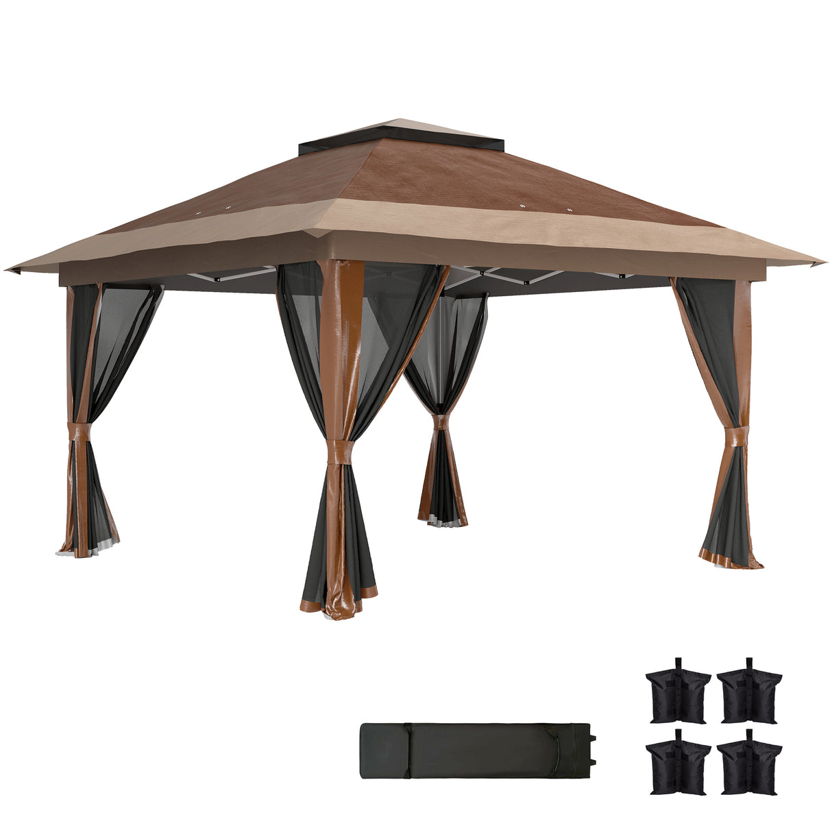 Metal Pop Up Gazebo 356cm Width x 356 Depth - Velmora