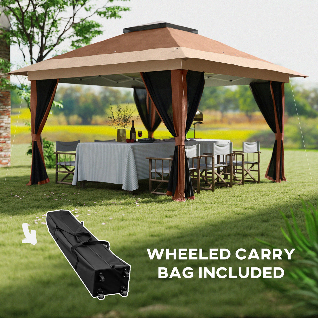 Metal Pop Up Gazebo 356cm Width x 356 Depth - Velmora