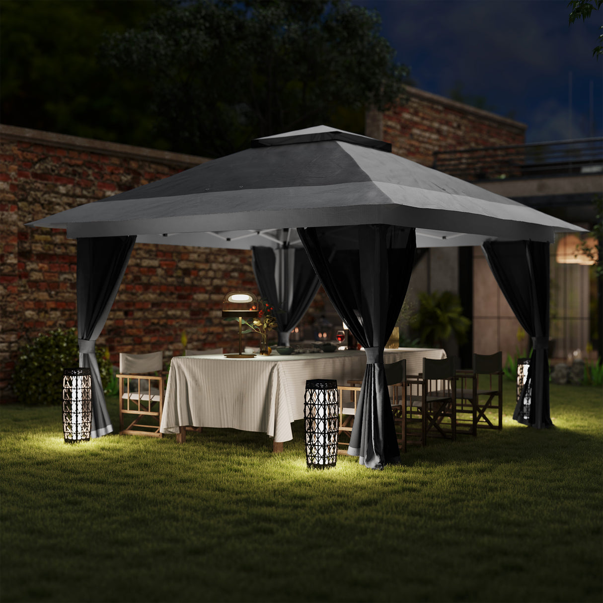 Metal Pop Up Gazebo 356cm Width x 356 Depth - Velmora