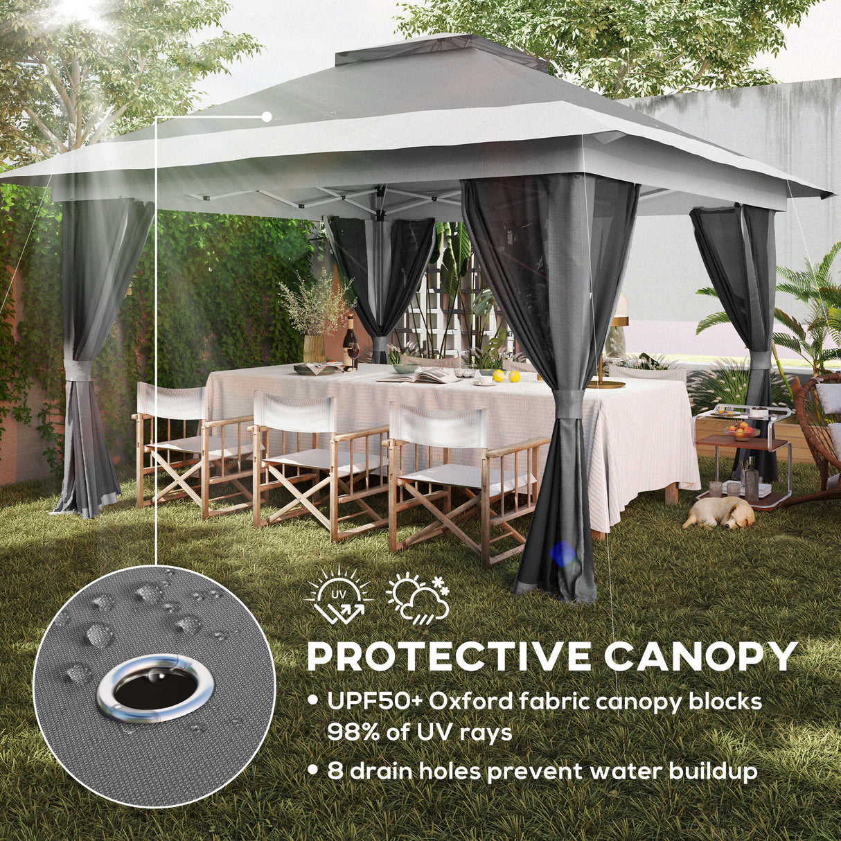 Metal Pop Up Gazebo 356cm Width x 356 Depth - Velmora