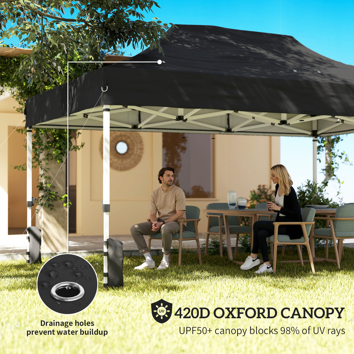 Metal Pop Up Gazebo 450cm Width x 300cm Depth With UPF50+ Heavy Duty - Velmora