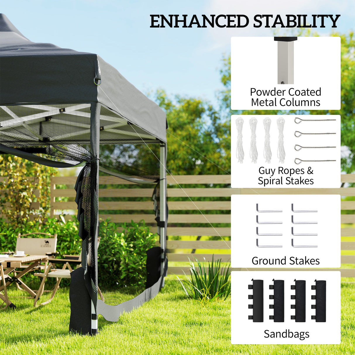 Metal Pop Up Gazebo 450cm Width x 300cm Depth With UPF50+ Heavy Duty - Velmora