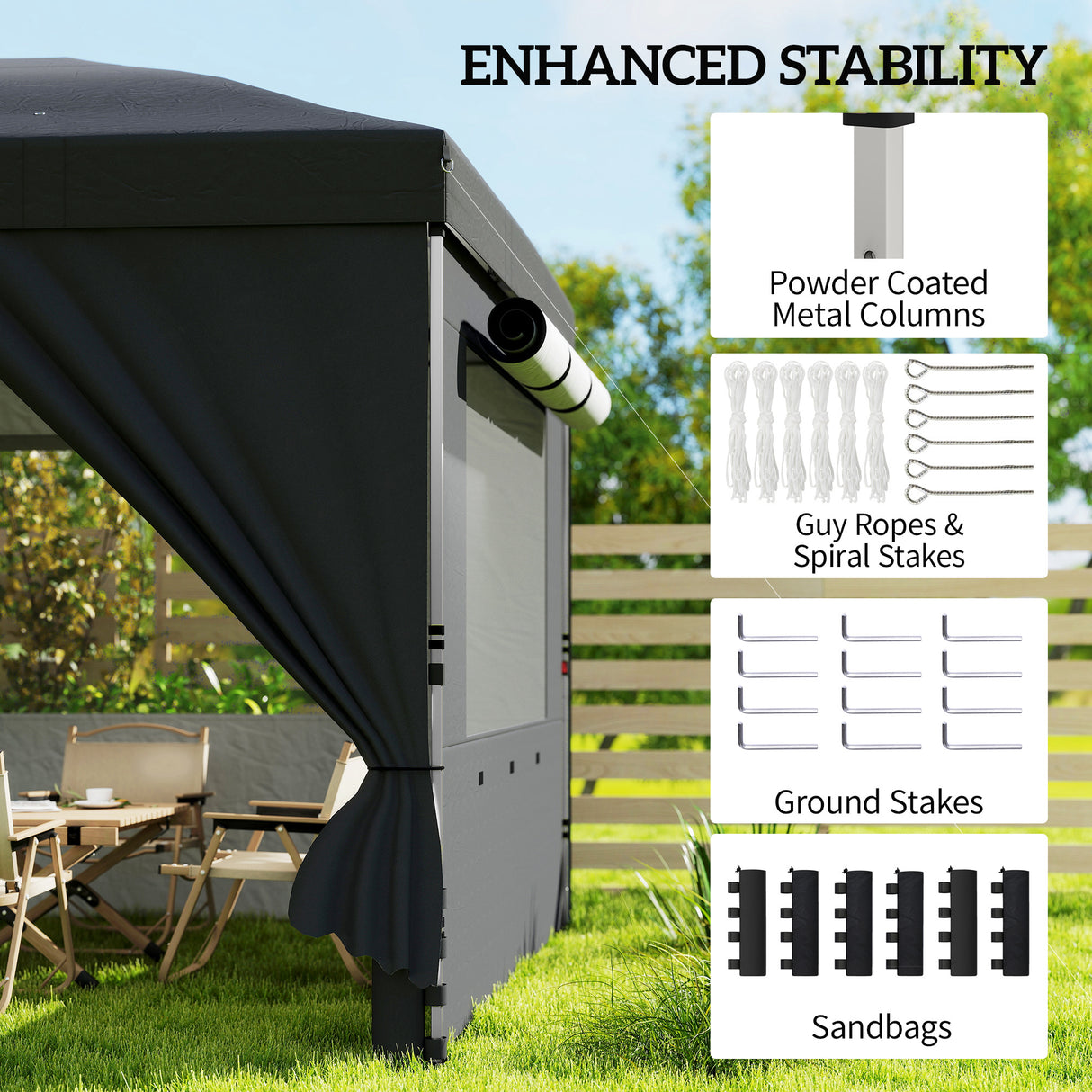Metal Pop Up Gazebo Canopy 590cm Width x 297cm Depth With UV50+ Protection - Velmora