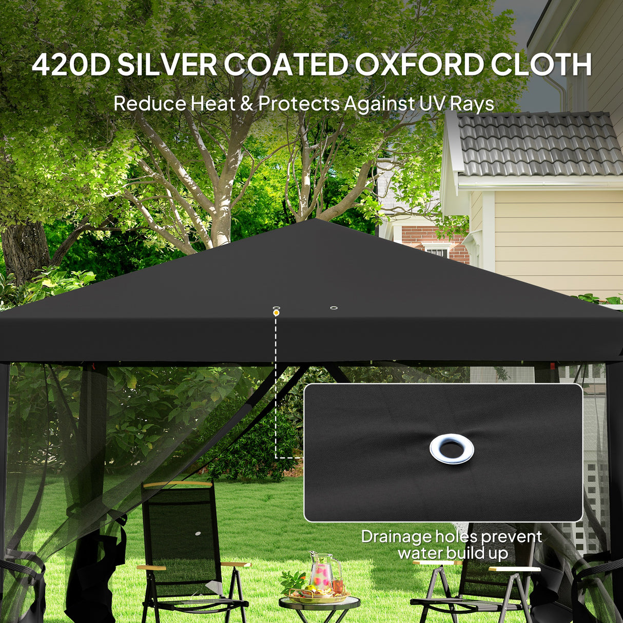 Metal Pop Up Gazebo Garden Tent Canopy 295cm Width x 295 Depth - Velmora