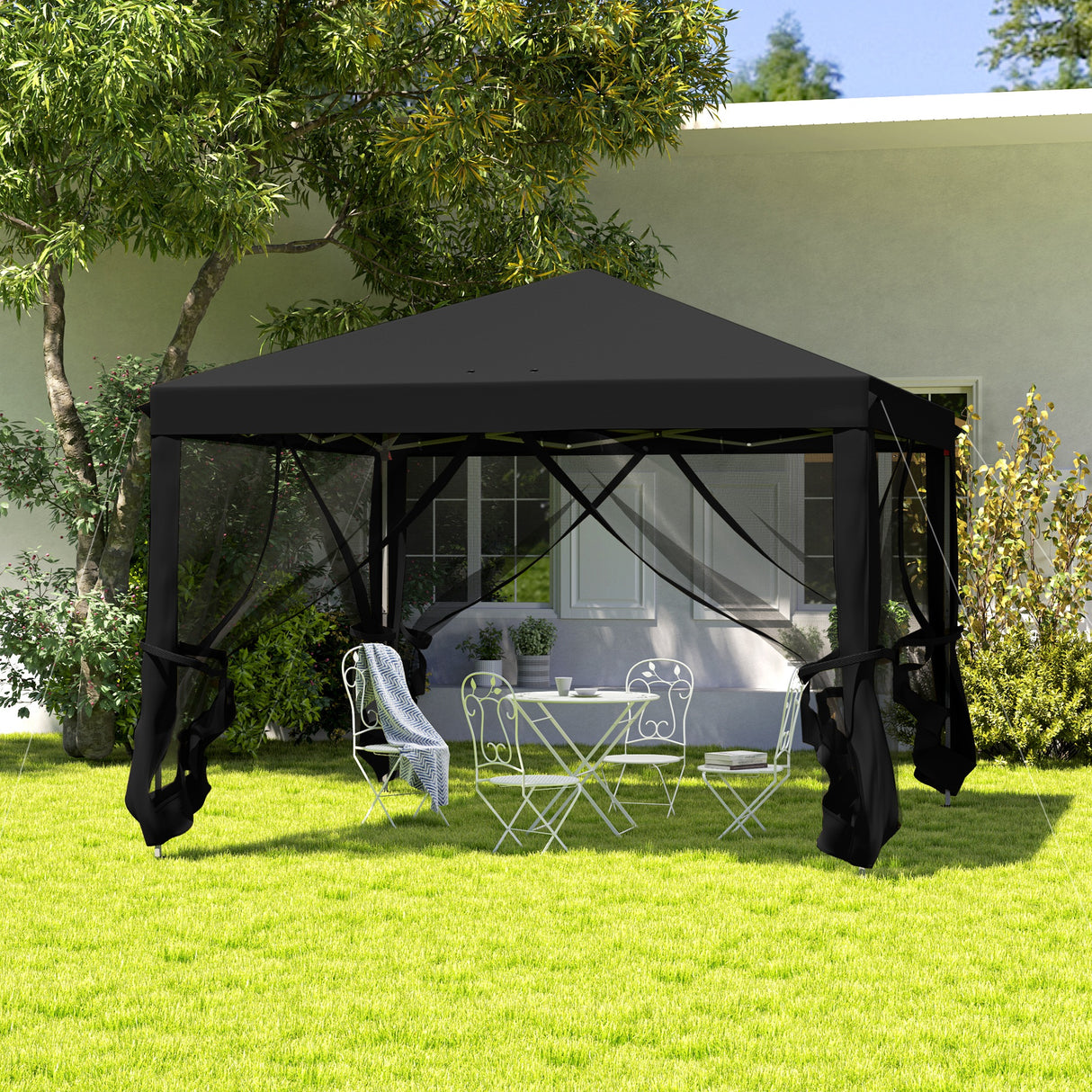 Metal Pop Up Gazebo Garden Tent Canopy 295cm Width x 295 Depth - Velmora