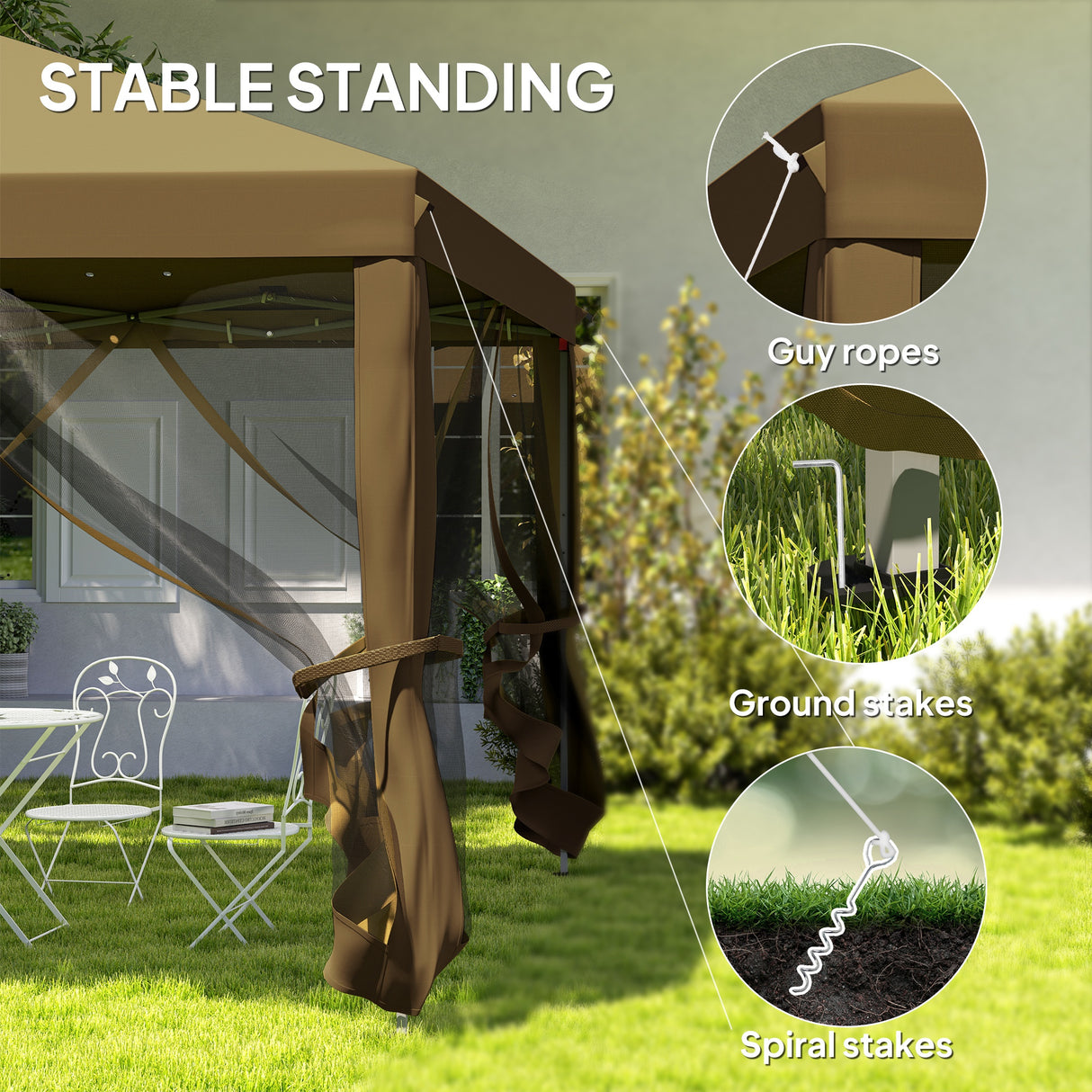 Metal Pop Up Gazebo Garden Tent Canopy 295cm Width x 295 Depth - Velmora