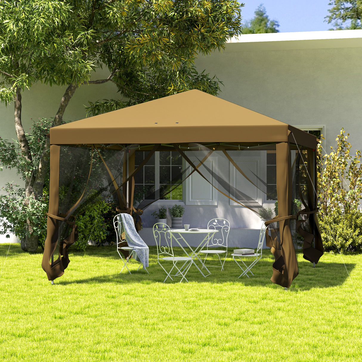 Metal Pop Up Gazebo Garden Tent Canopy 295cm Width x 295 Depth - Velmora