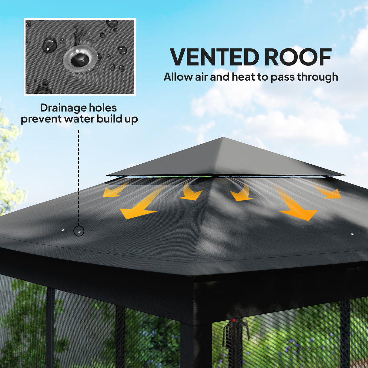 Metal Pop Up Gazebo Netting And Carry Bag 325cm Width x 325cm Depth - Velmora