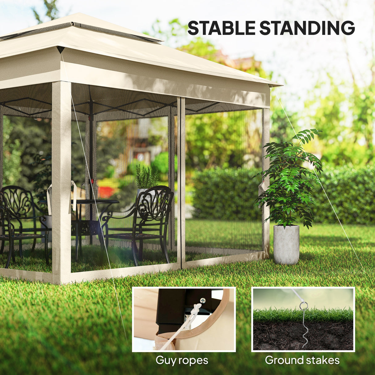 Metal Pop Up Gazebo Netting And Carry Bag 325cm Width x 325cm Depth - Velmora