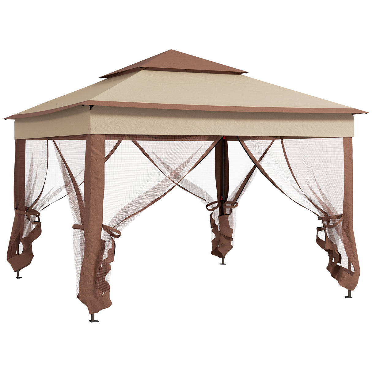 Metal Pop Up Gazebo Netting And Carry Bag 325cm Width x 325cm Depth - Velmora