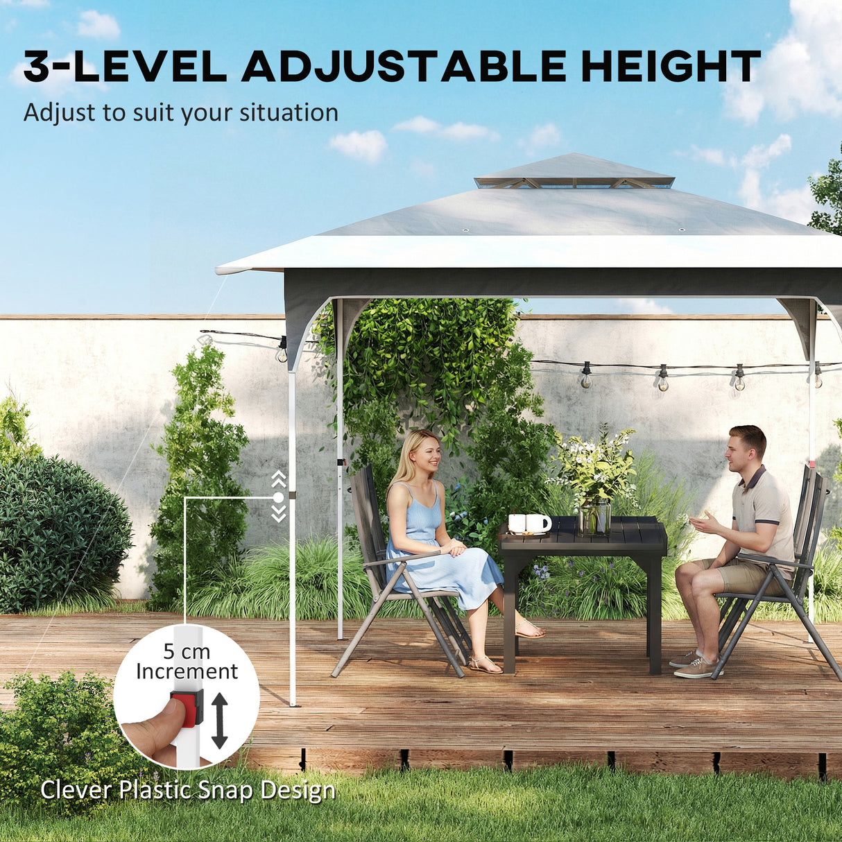 Metal Pop Up Gazebo Party Tent 285cm Width x 285cm Depth - Velmora