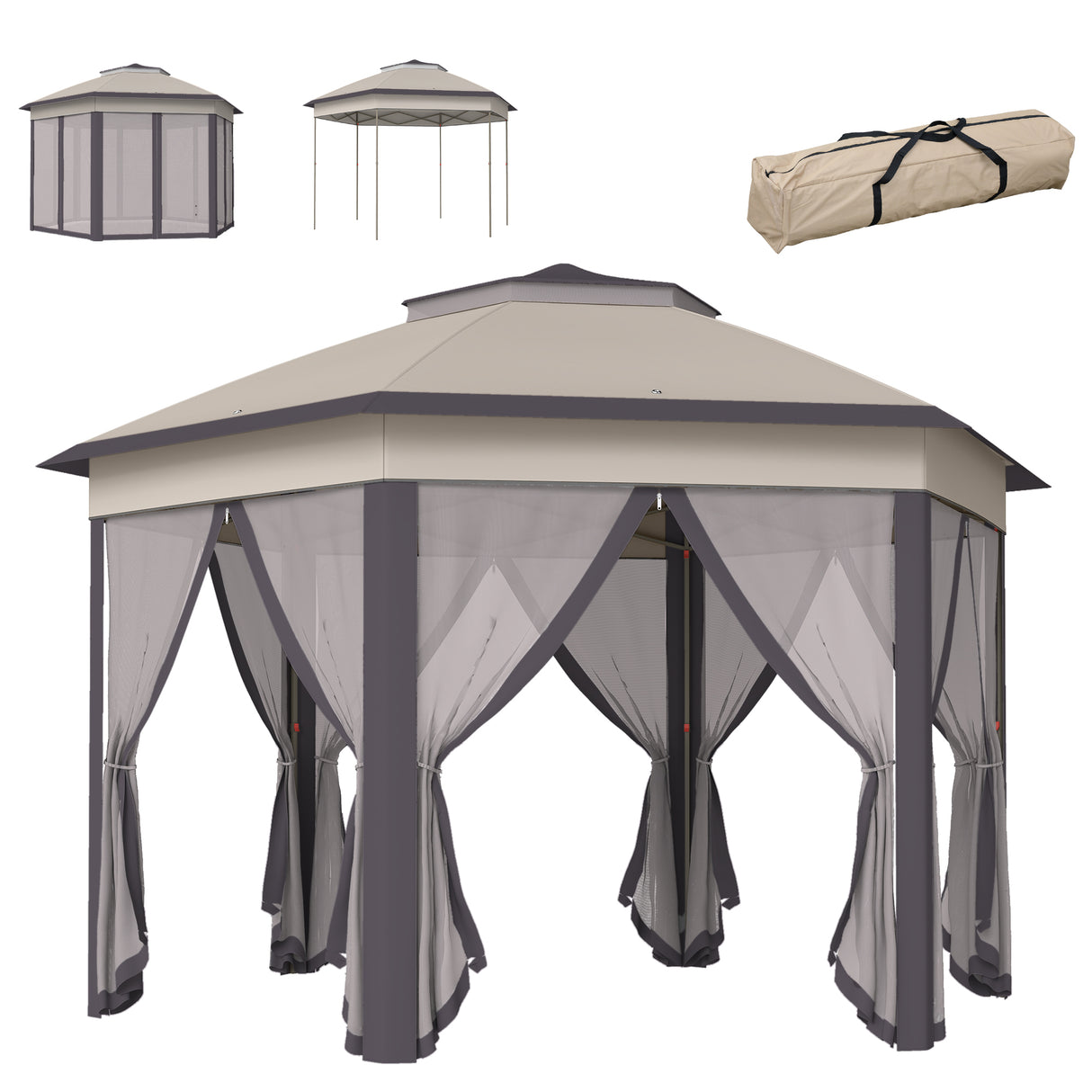 Metal Pop Up Gazebo Party Tent Canopy 405cm Width x 340cm Depth - Velmora