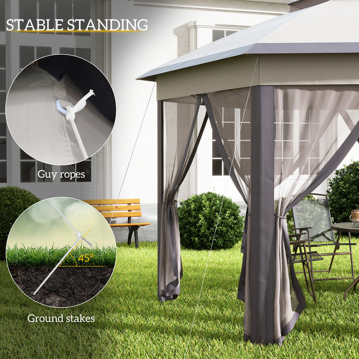 Metal Pop Up Gazebo Party Tent Canopy 405cm Width x 340cm Depth - Velmora