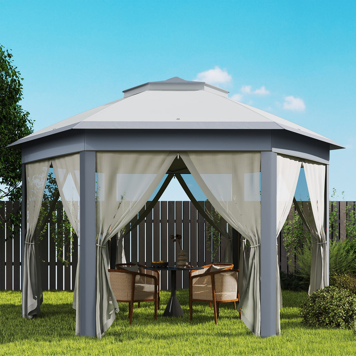 Metal Pop Up Gazebo Party Tent Canopy 405cm Width x 340cm Depth - Velmora