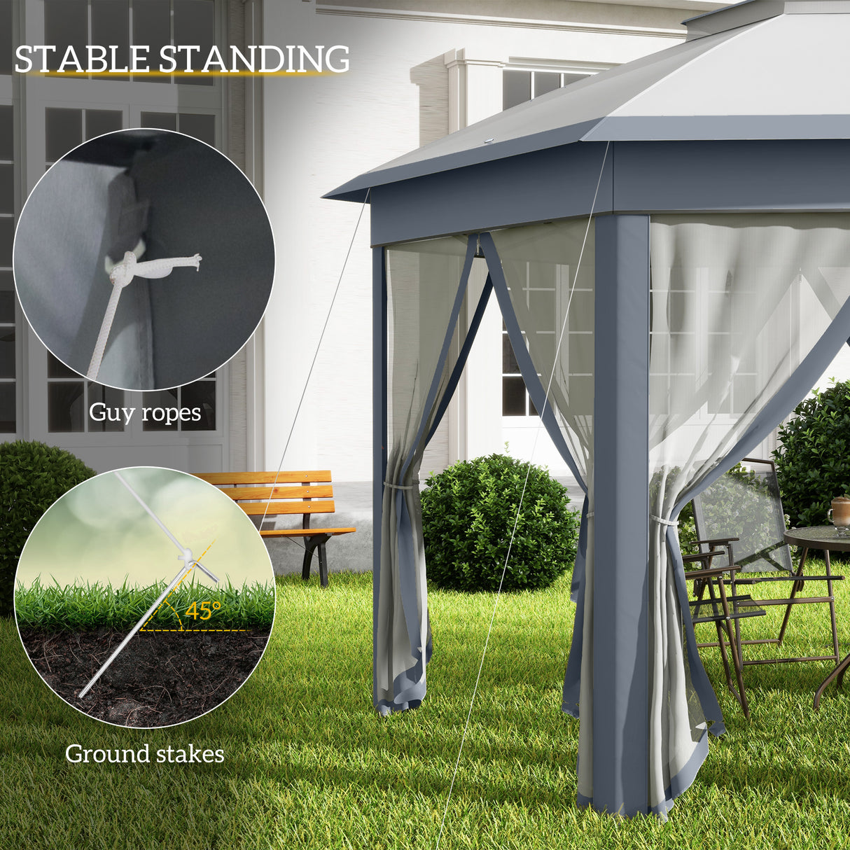 Metal Pop Up Gazebo Party Tent Canopy 405cm Width x 340cm Depth - Velmora