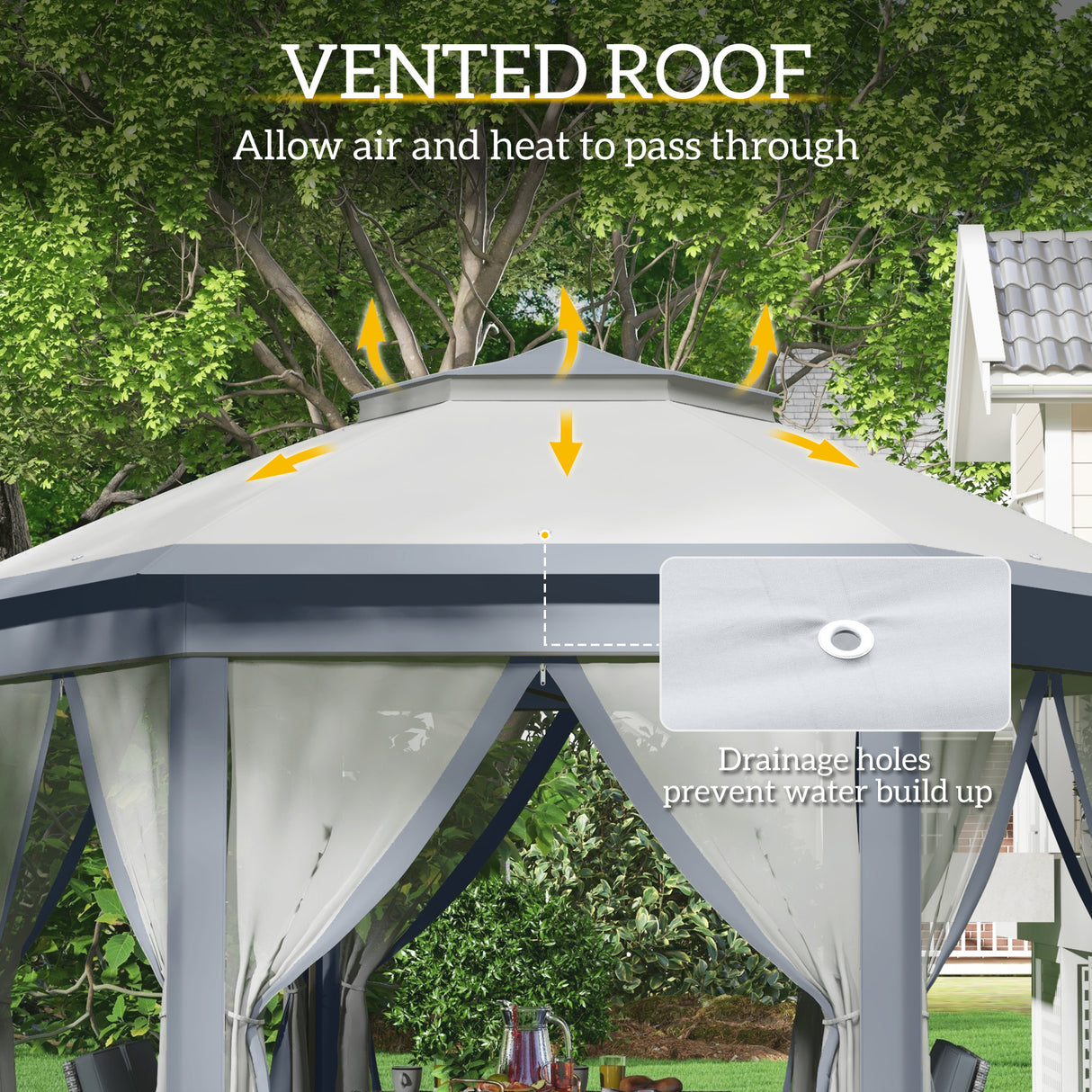 Metal Pop Up Gazebo Party Tent Canopy 405cm Width x 340cm Depth - Velmora