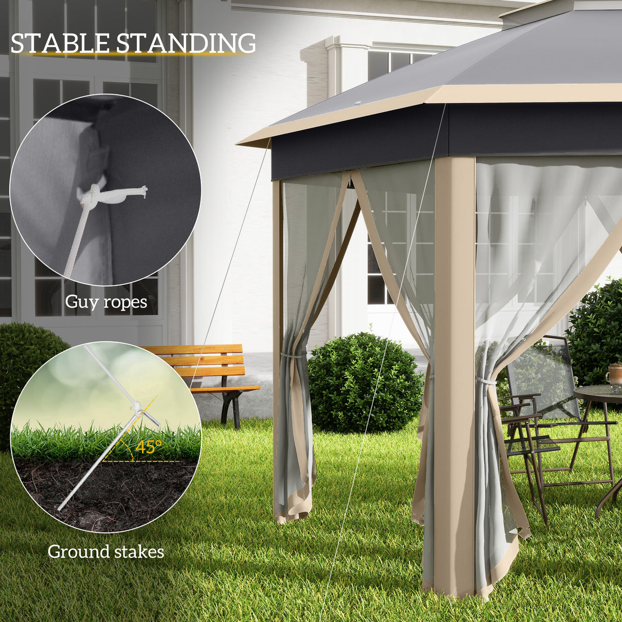 Metal Pop Up Gazebo Party Tent Canopy 405cm Width x 340cm Depth - Velmora