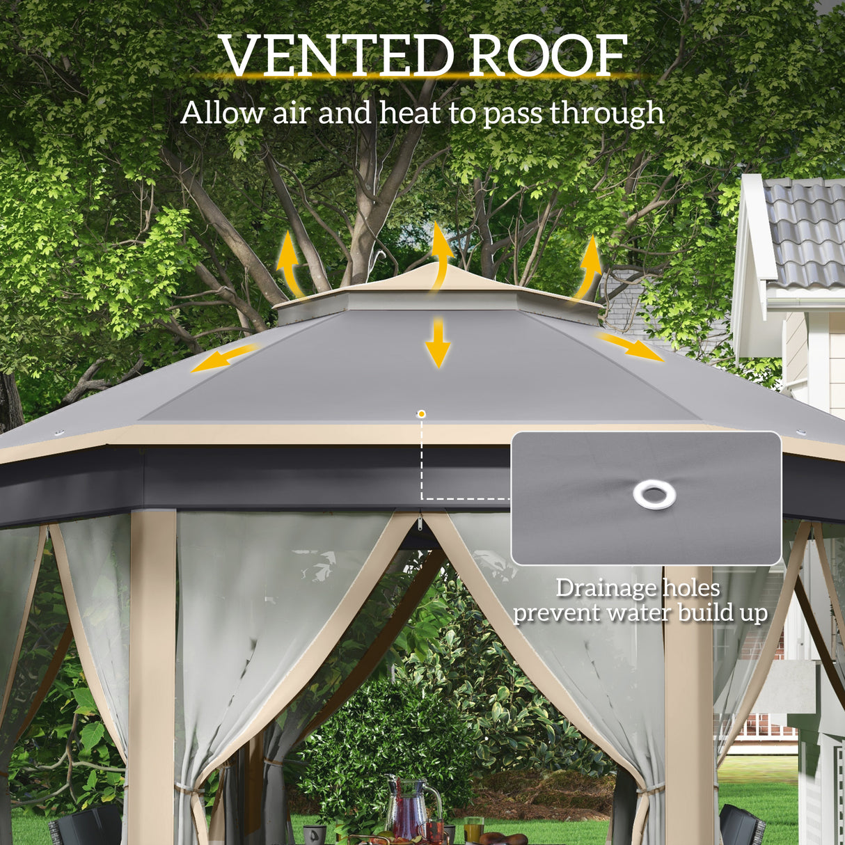 Metal Pop Up Gazebo Party Tent Canopy 405cm Width x 340cm Depth - Velmora